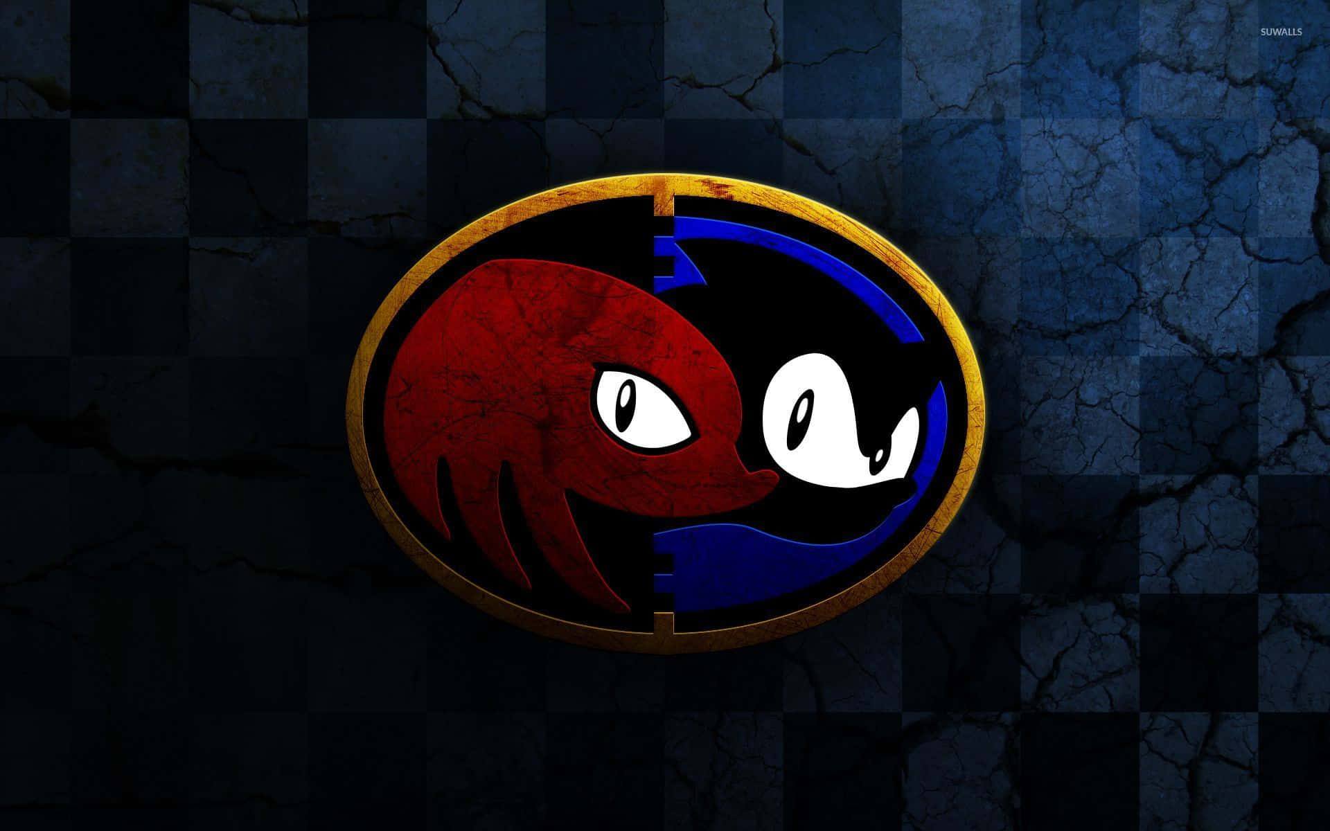Sonic en Knuckles op Geblokte Muurpapier