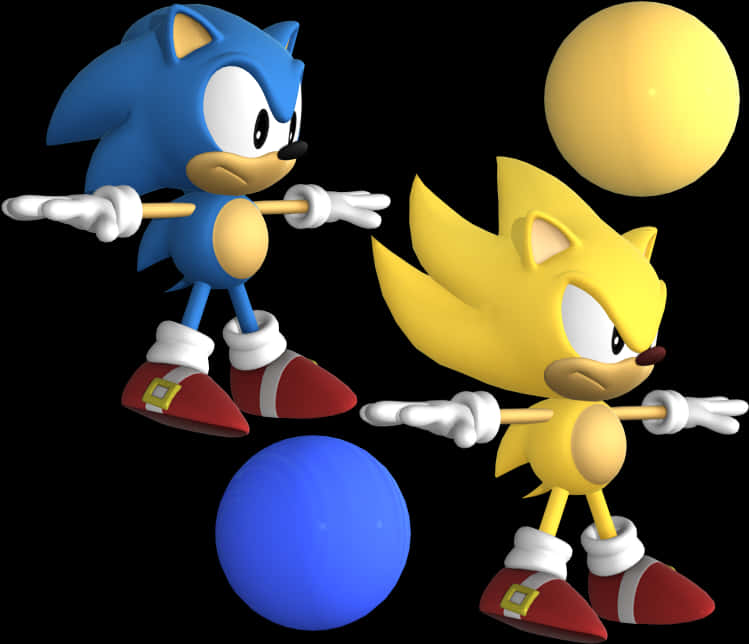 Sonic en Super Sonic Poses Muurpapier