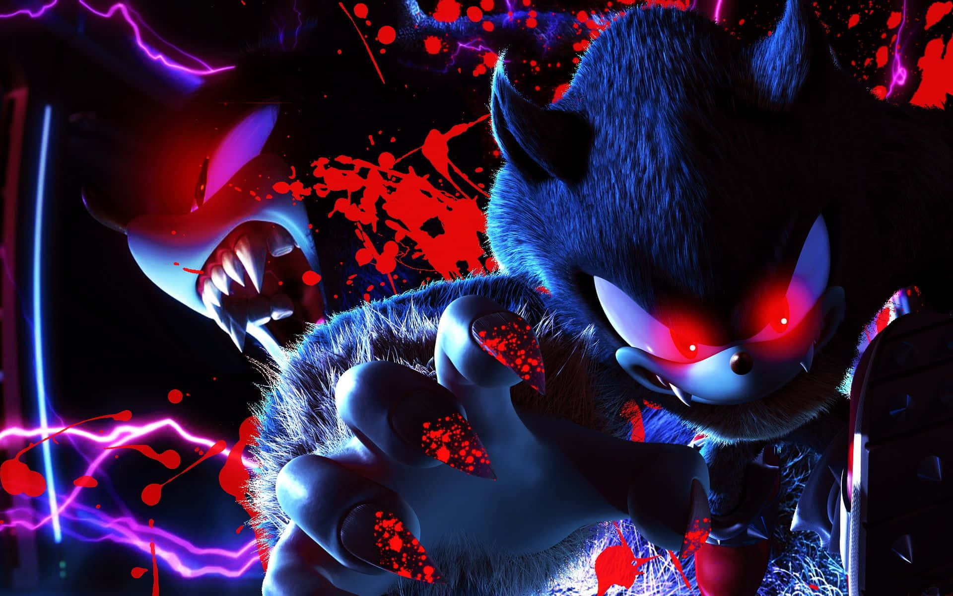 Sonic Exe Kuns in Pers en Rooi Muurpapier