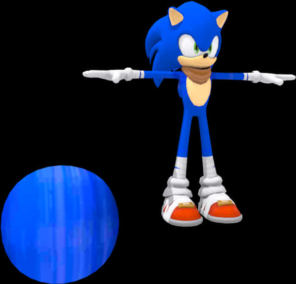Sonic karakter-pose met blou bal Muurpapier