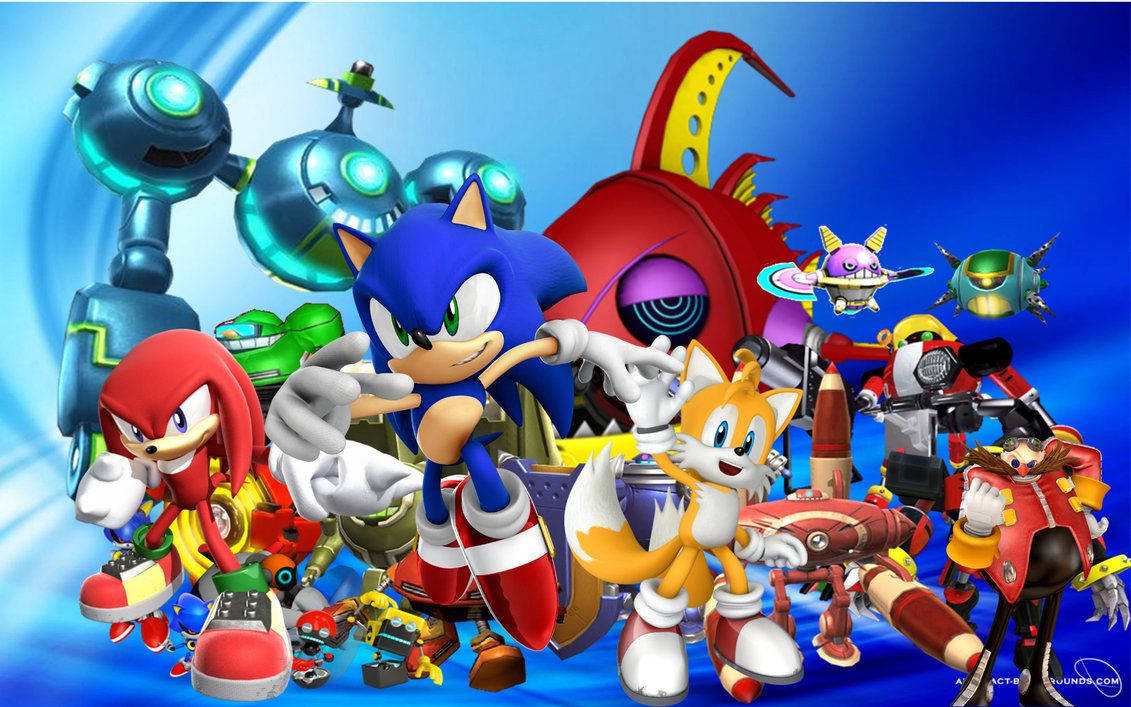 Agtergrond van Sonic met Tails en Knuckles in Sonic Boom TV-reeks.