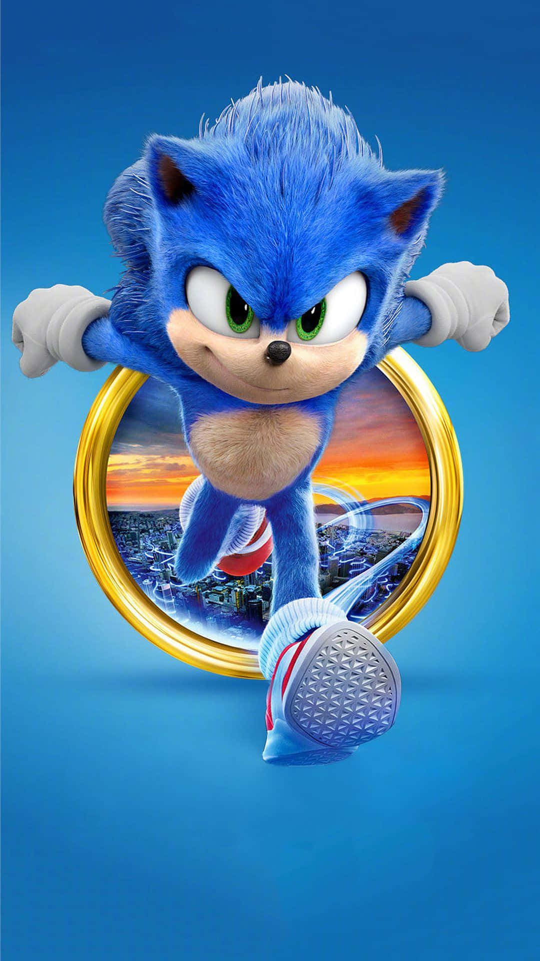 Sonic the Hedgehog hardloop vinnig op die groen gras Muurpapier