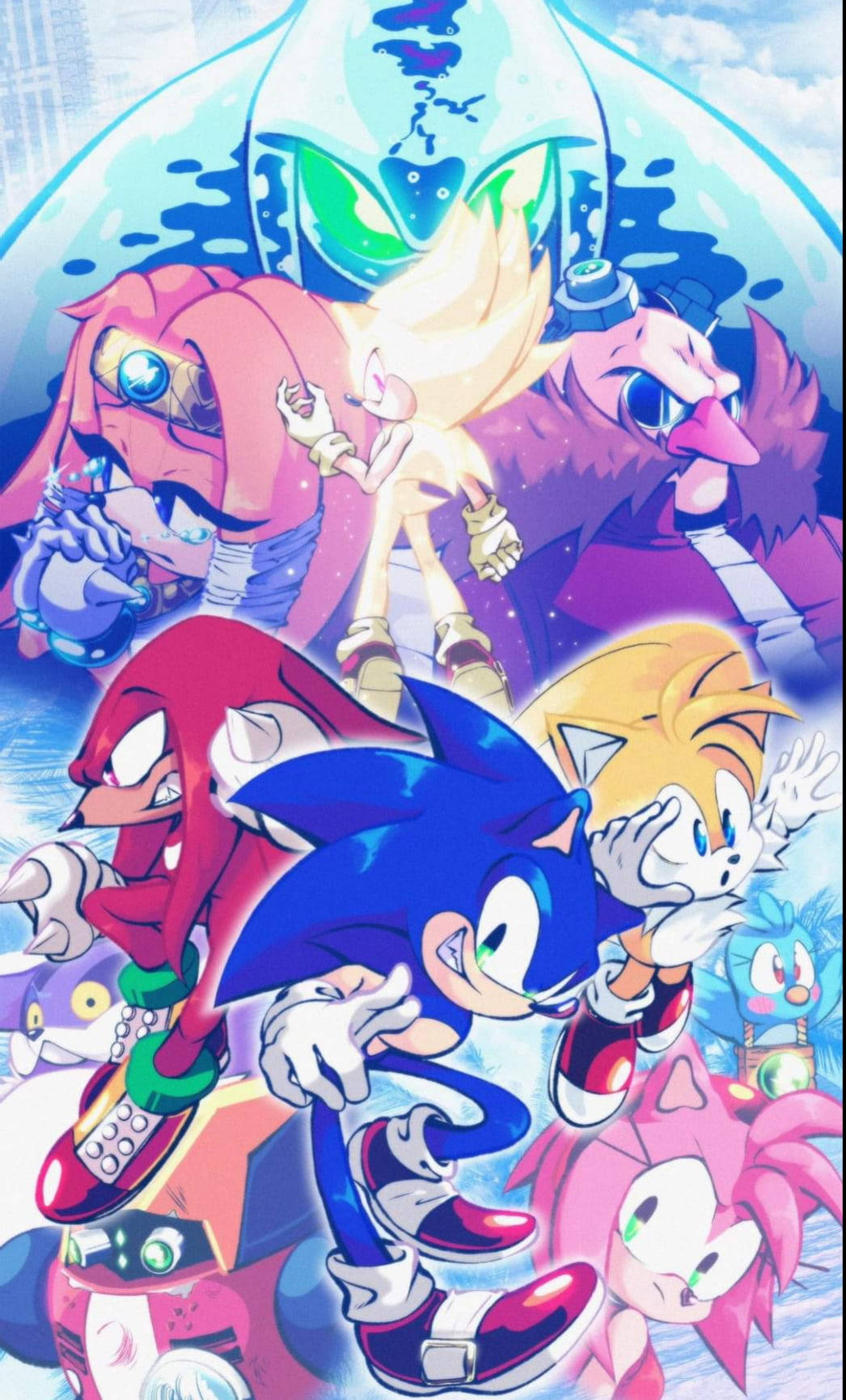 Sonic The Hedgehog En Vriend Muurpapier