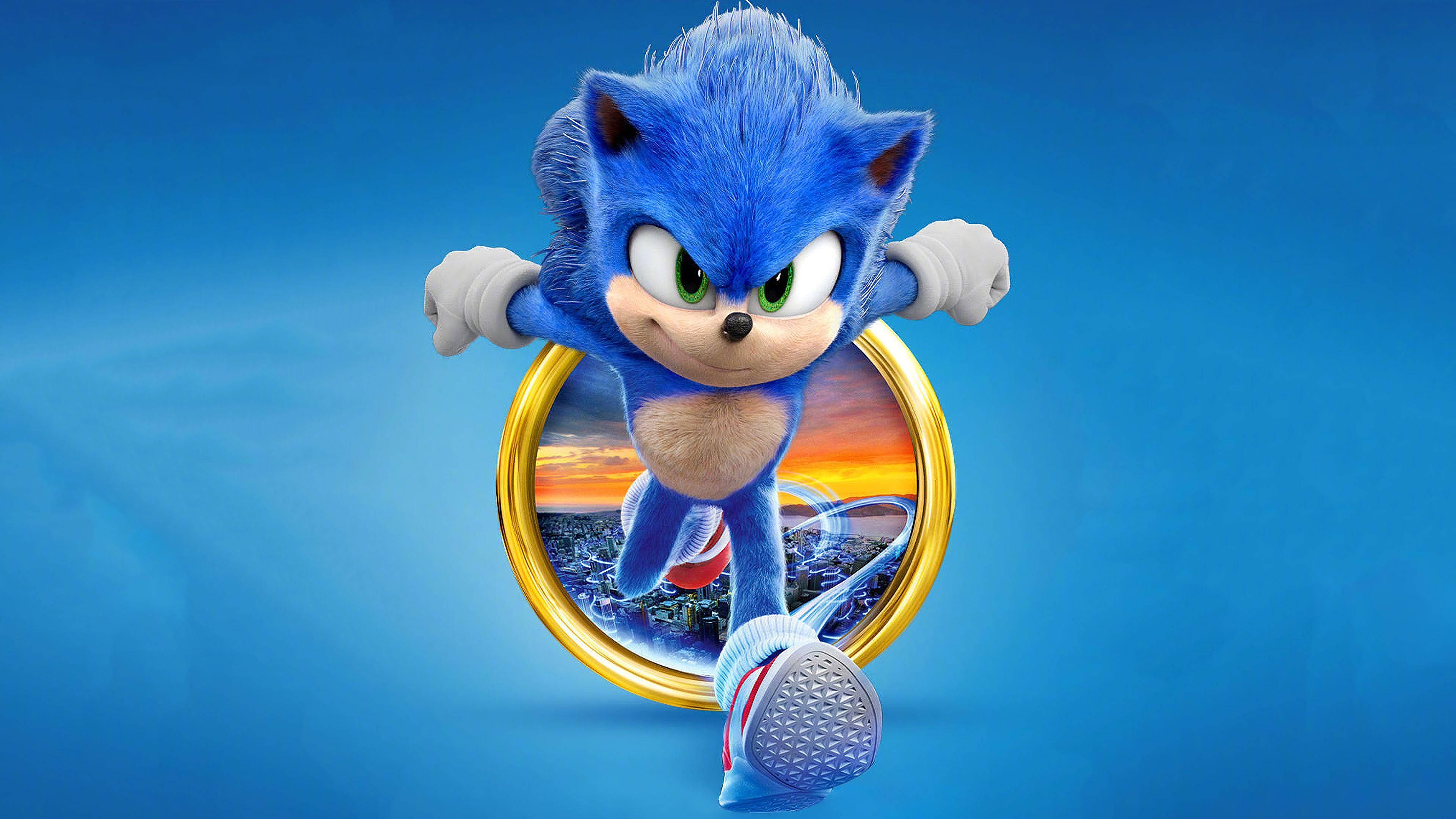 Sonic The Hedgehog se Stormloop vir 'n Goue Ring Muurpapier