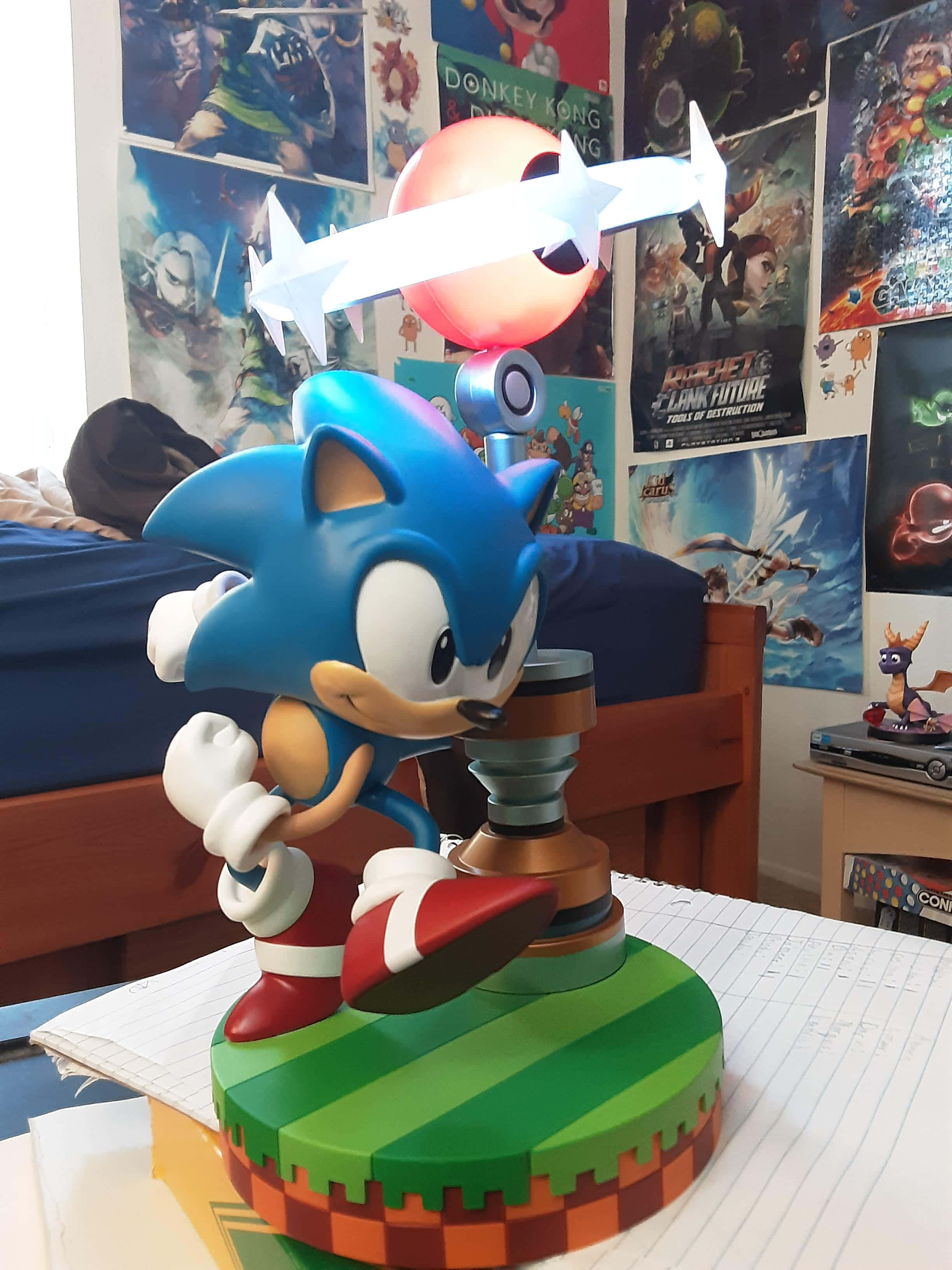 Sonic The Hedgehog wat sy spoed wys Muurpapier