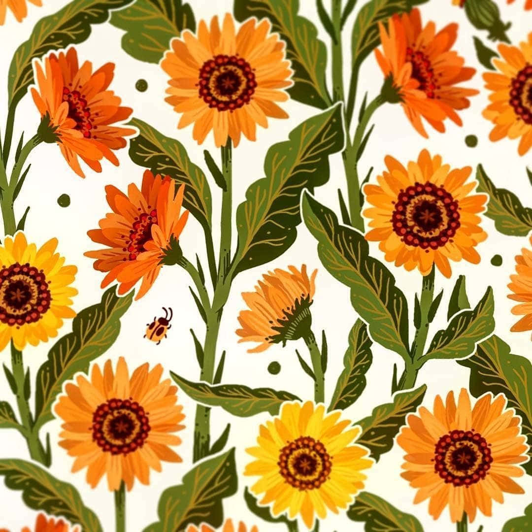 Sonneblomme Naatlose Patroon Prent Muurpapier