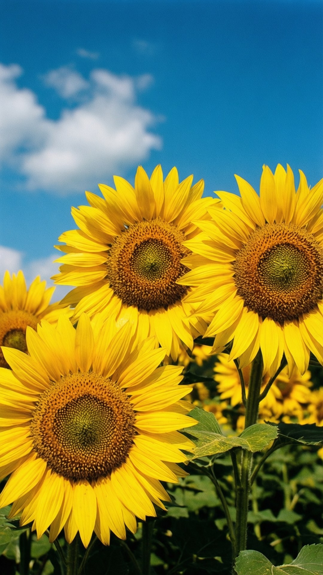 Sonneblomme onder Blou Lug Muurpapier