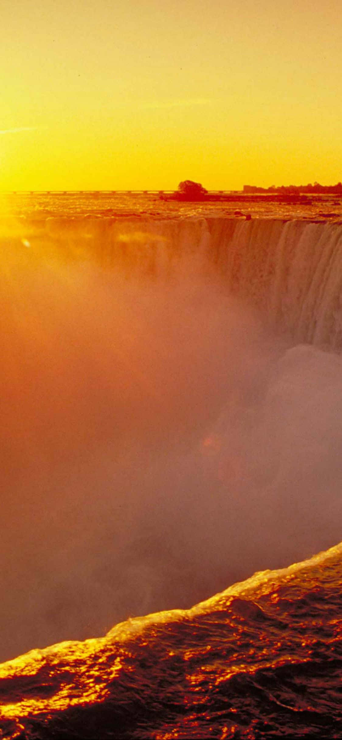 Sonsondergang iPhone X Niagara-waterval Agtergrond Muurpapier