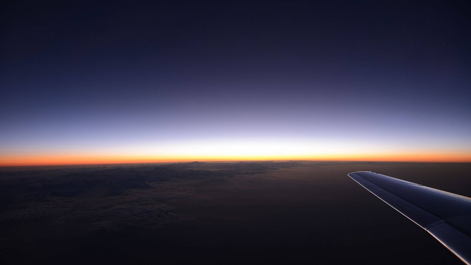 Sonsondergang Lug Uitsig Vanuit Vliegtuig Muurpapier