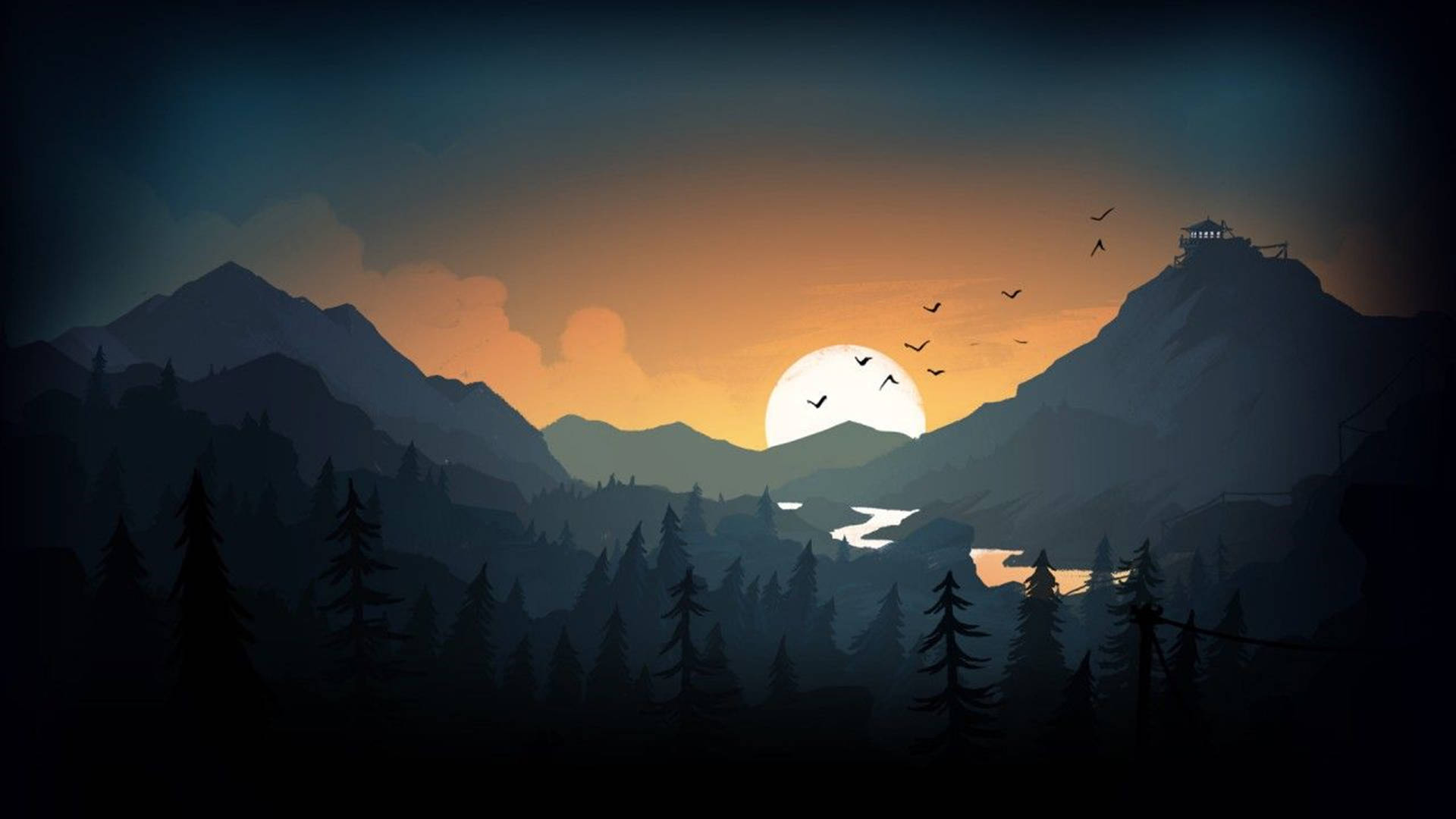 Sonsondergang Tussen Berge Skoon 4K — Sonsondergang Muurpapier