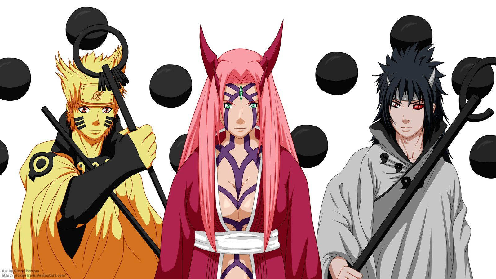 Naruto se Span 7-lede in sage-modus-agtergrond.