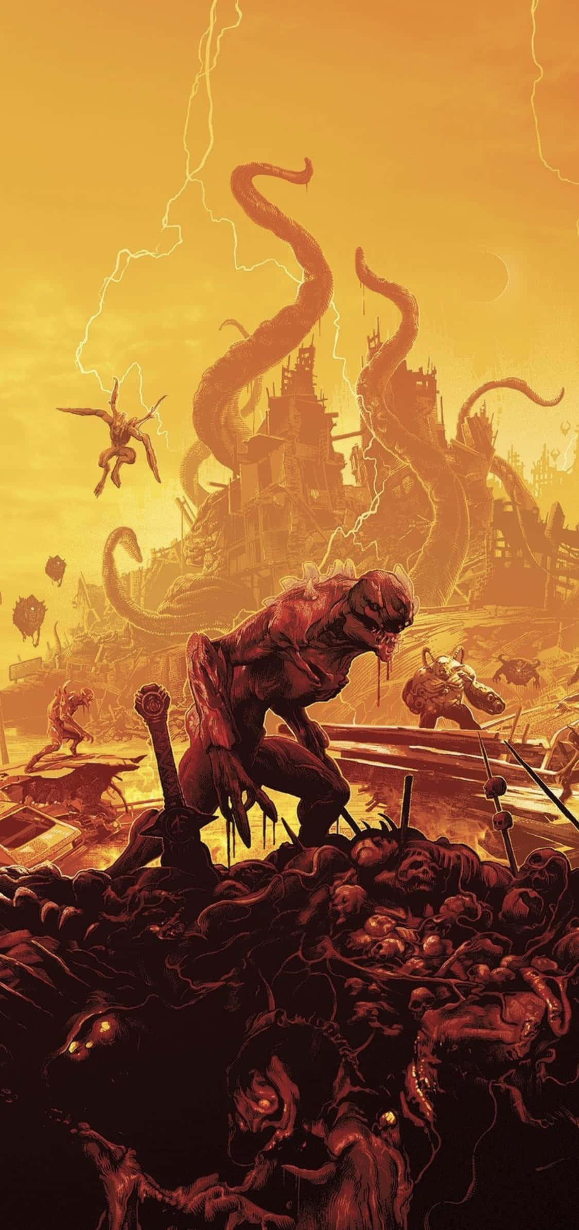 Span die krag van die DOOM Slayer in om jou pad deur die onderwêreld te veg Muurpapier