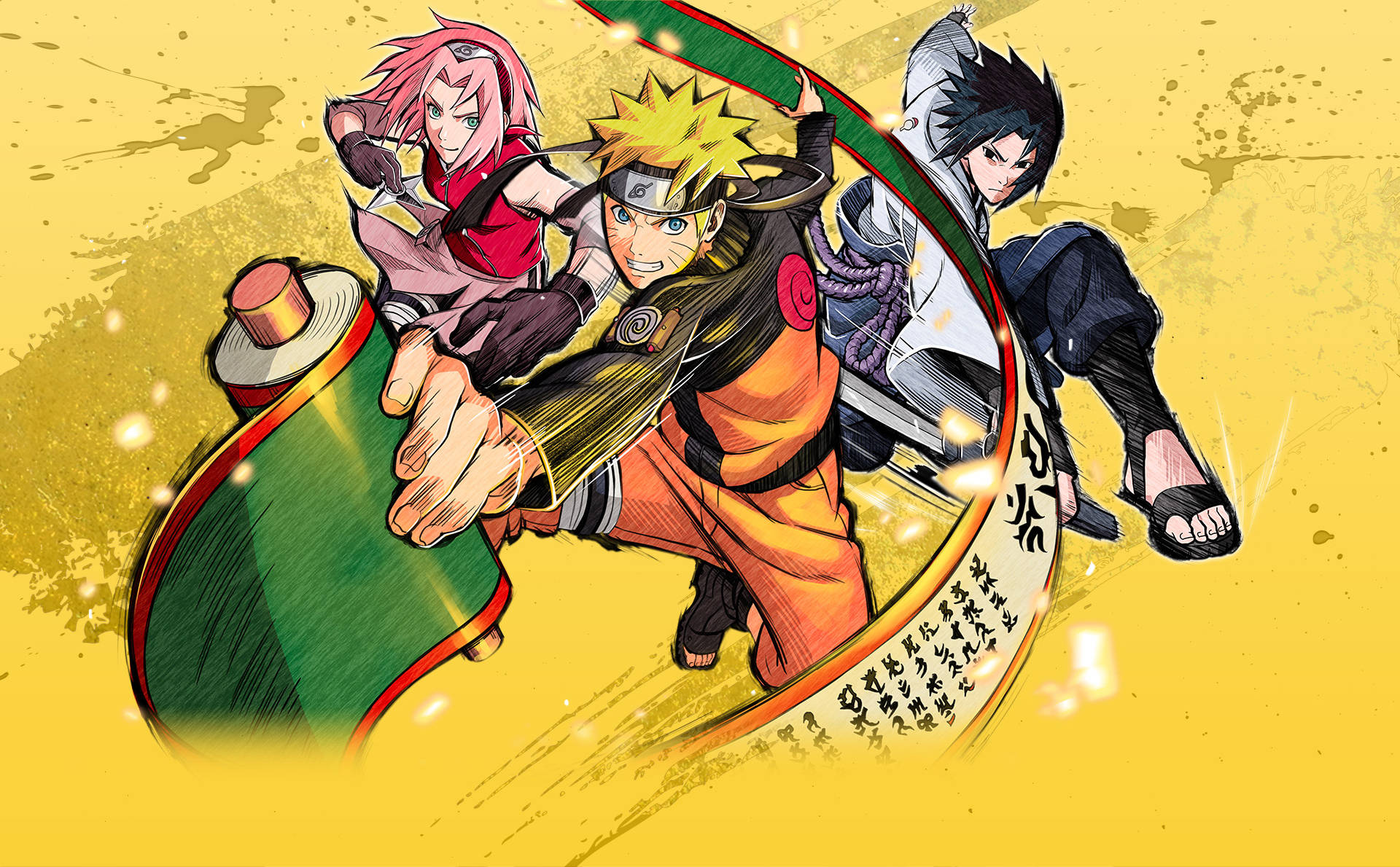 Span Trio Sakura, Naruto en Sasuke Muurpapier