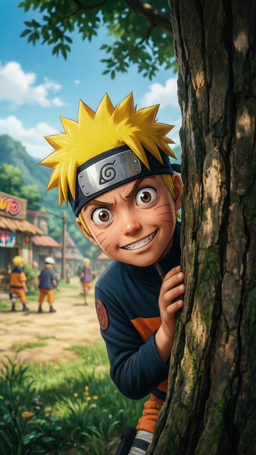 Speelse Jong Naruto Muurpapier