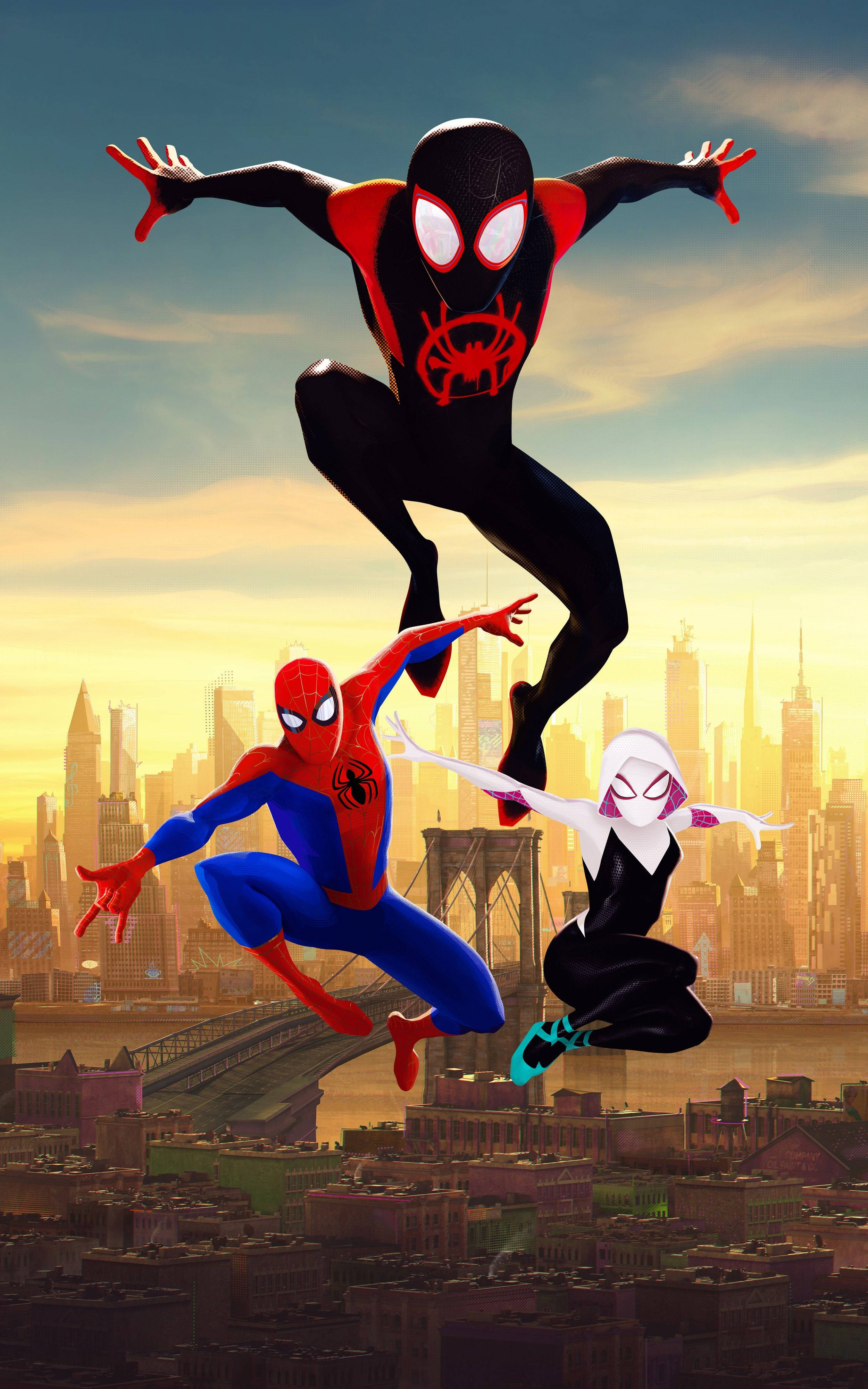 Spider Man Into The Spider Verse In New York Muurpapier