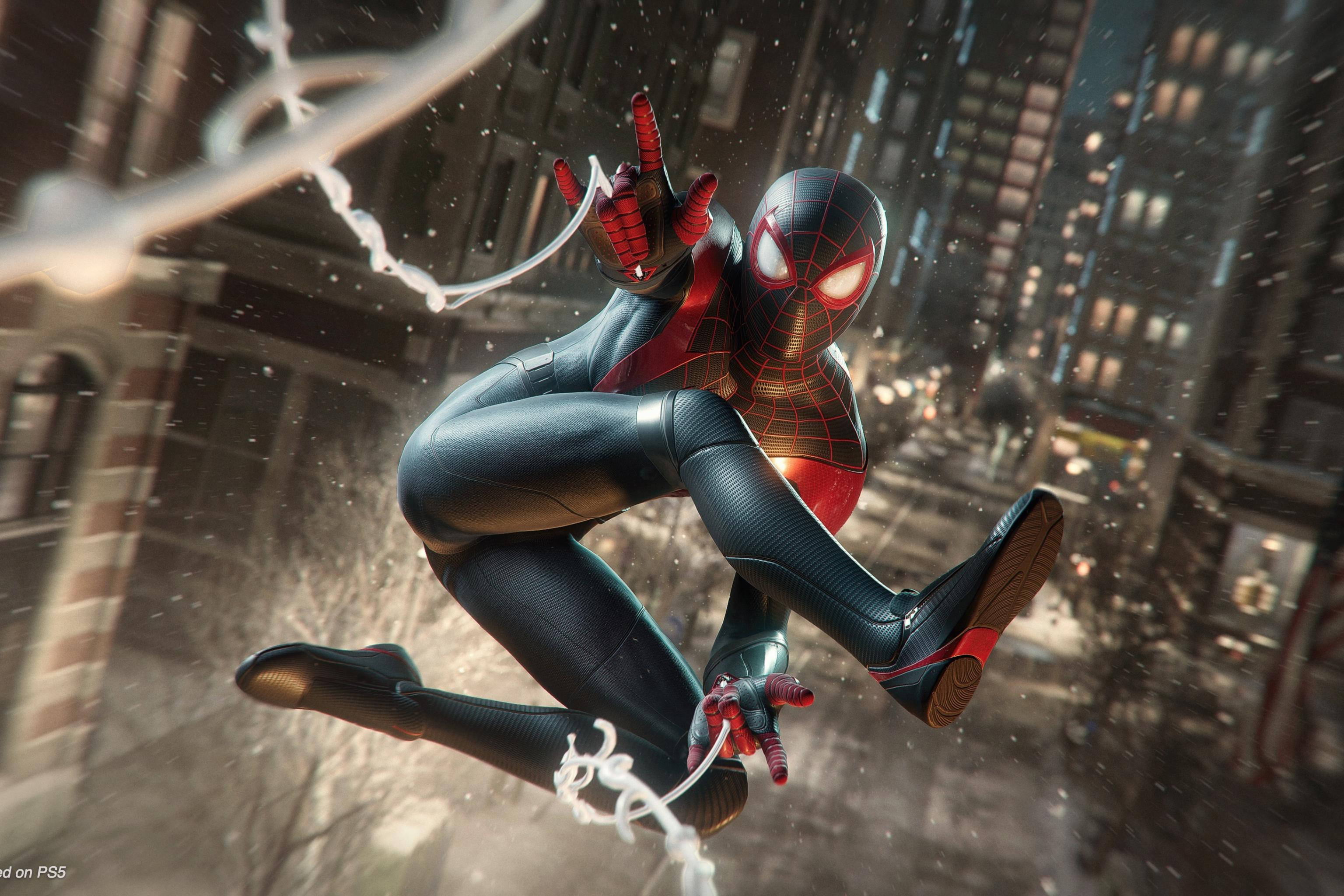 Spider Man Miles Morales onder PS5 Muurpapier