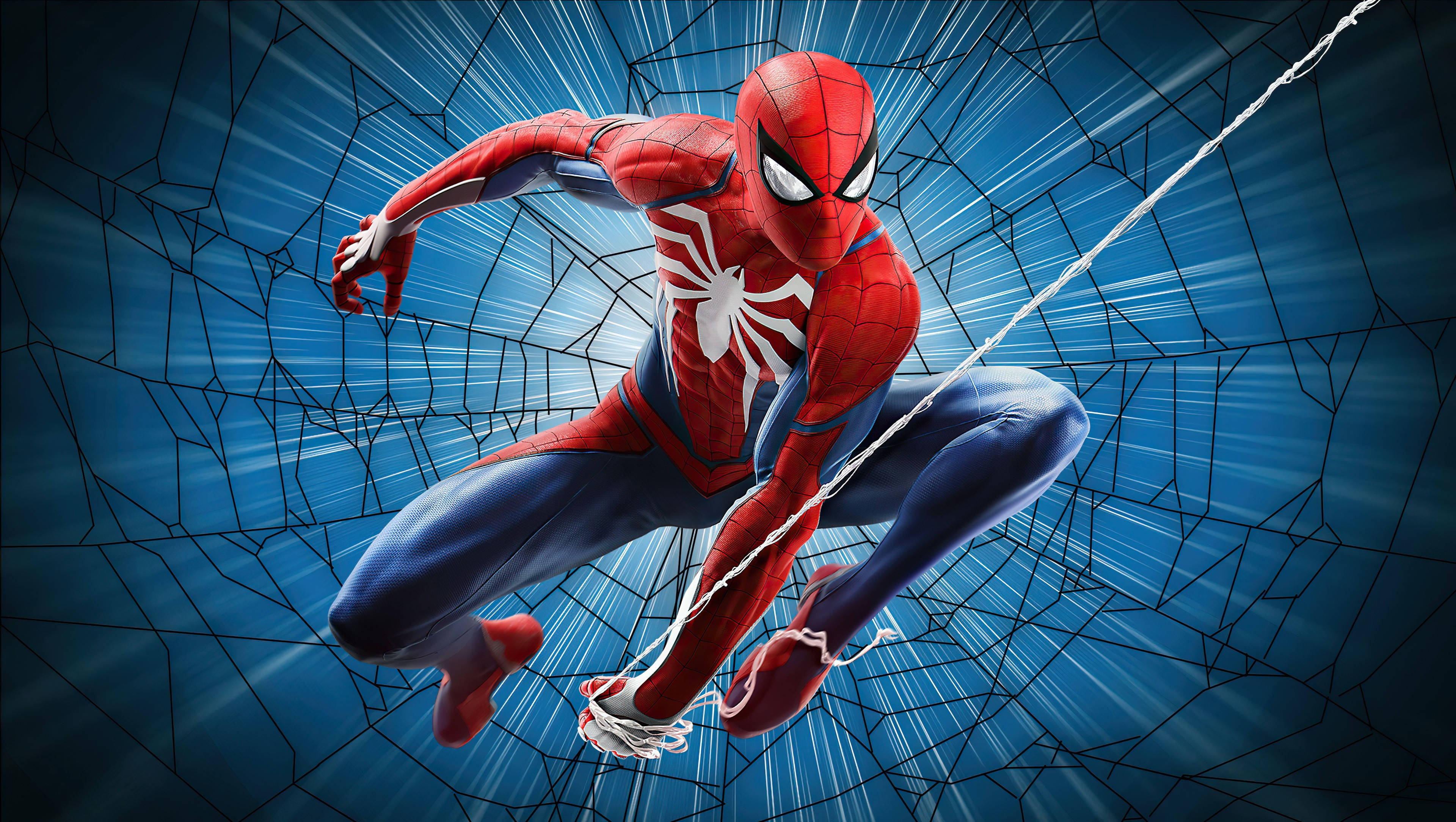 Spider Man Ps4 Blou Bureaublad Muurpapier