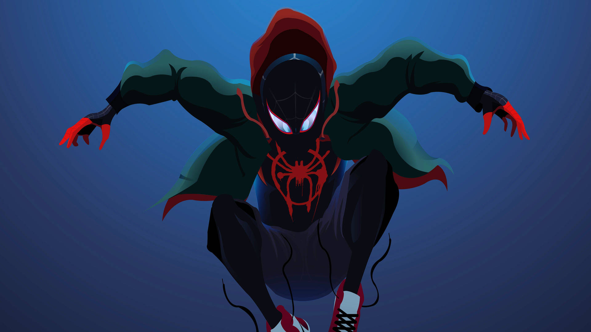 Spider-Man wat in aksie spring Muurpapier