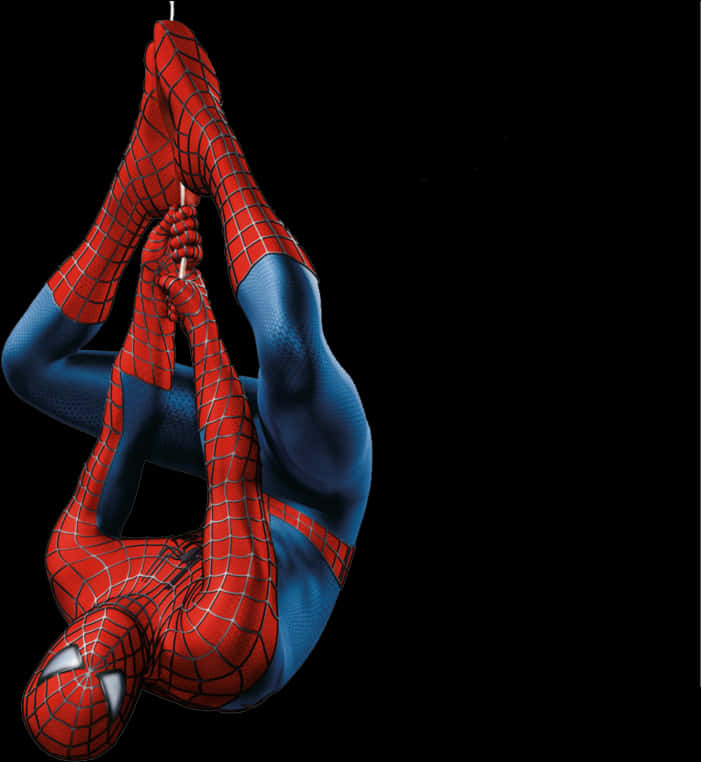 Spiderman Hang Onderstebo Muurpapier