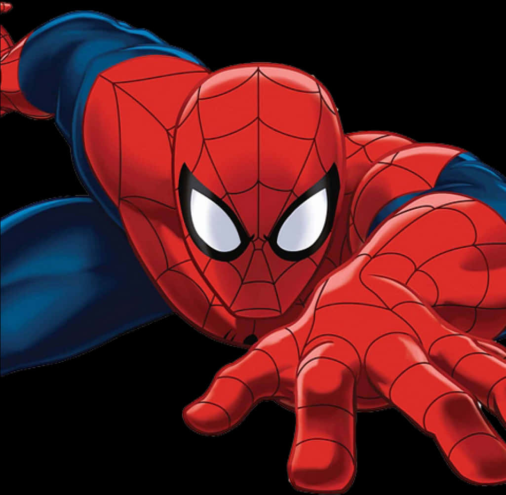 Spiderman Kruip Aksie Posisie Muurpapier