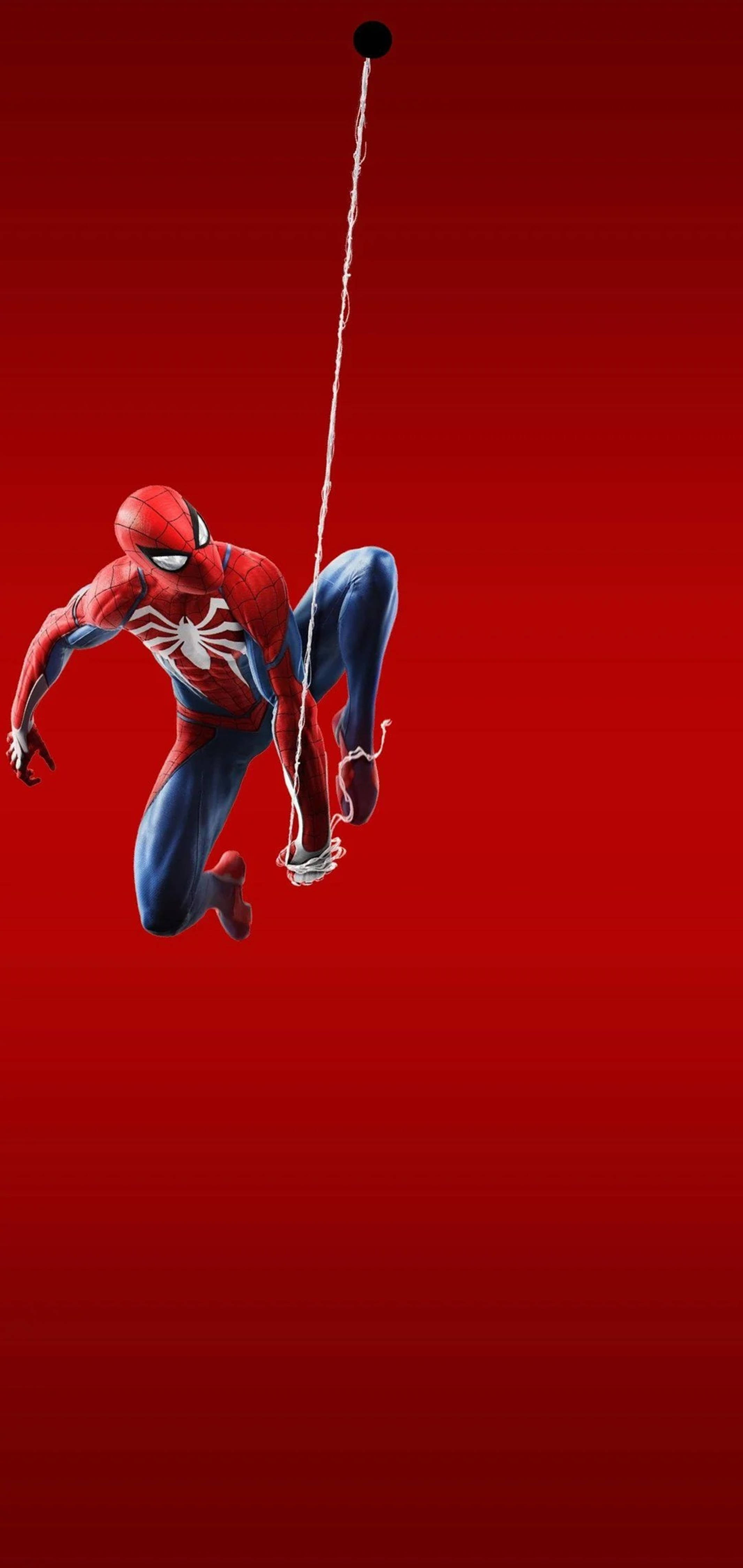 Spiderman Laat Web Los in Swart Gat 4K Muurpapier