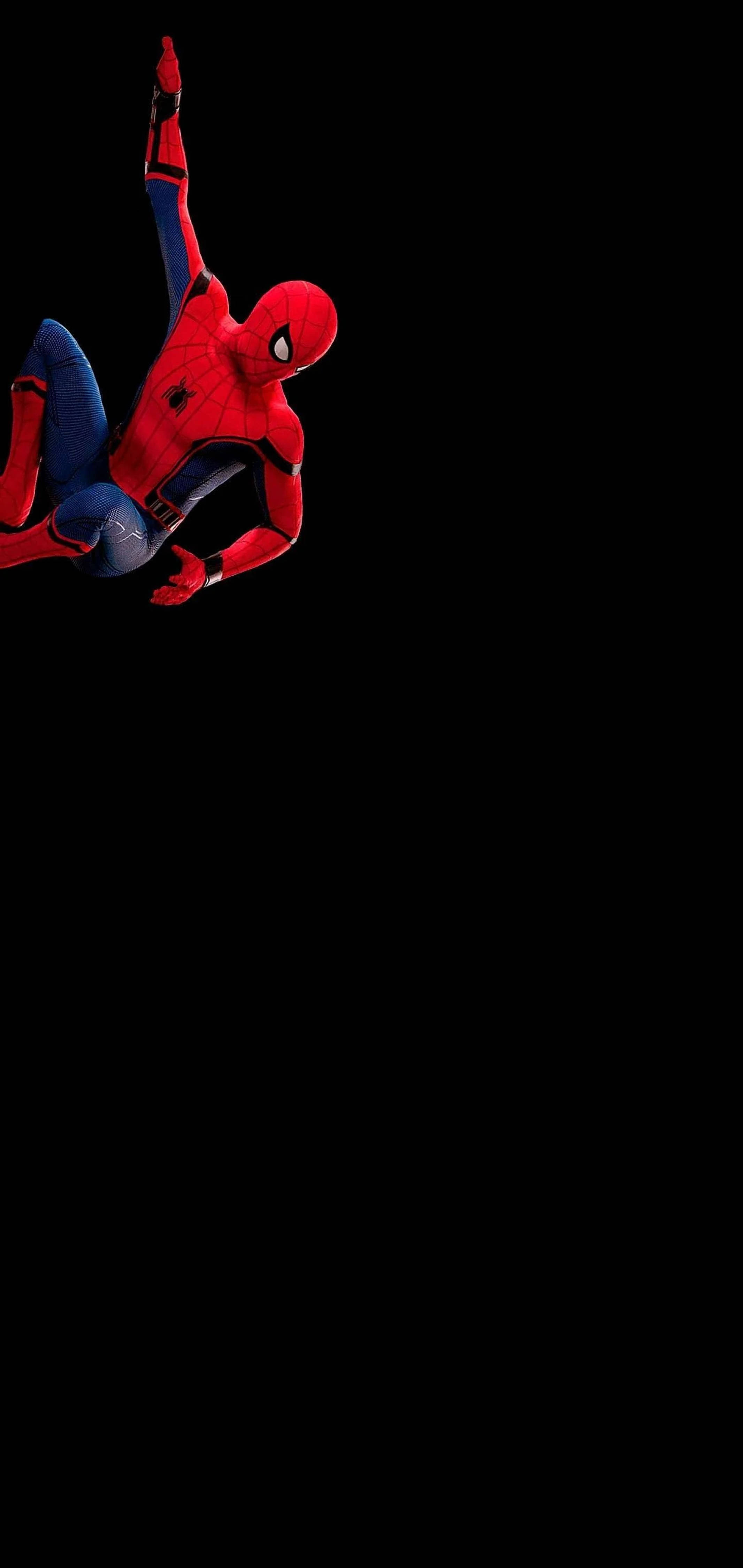 Spiderman op swart Punch Hole 4K Muurpapier