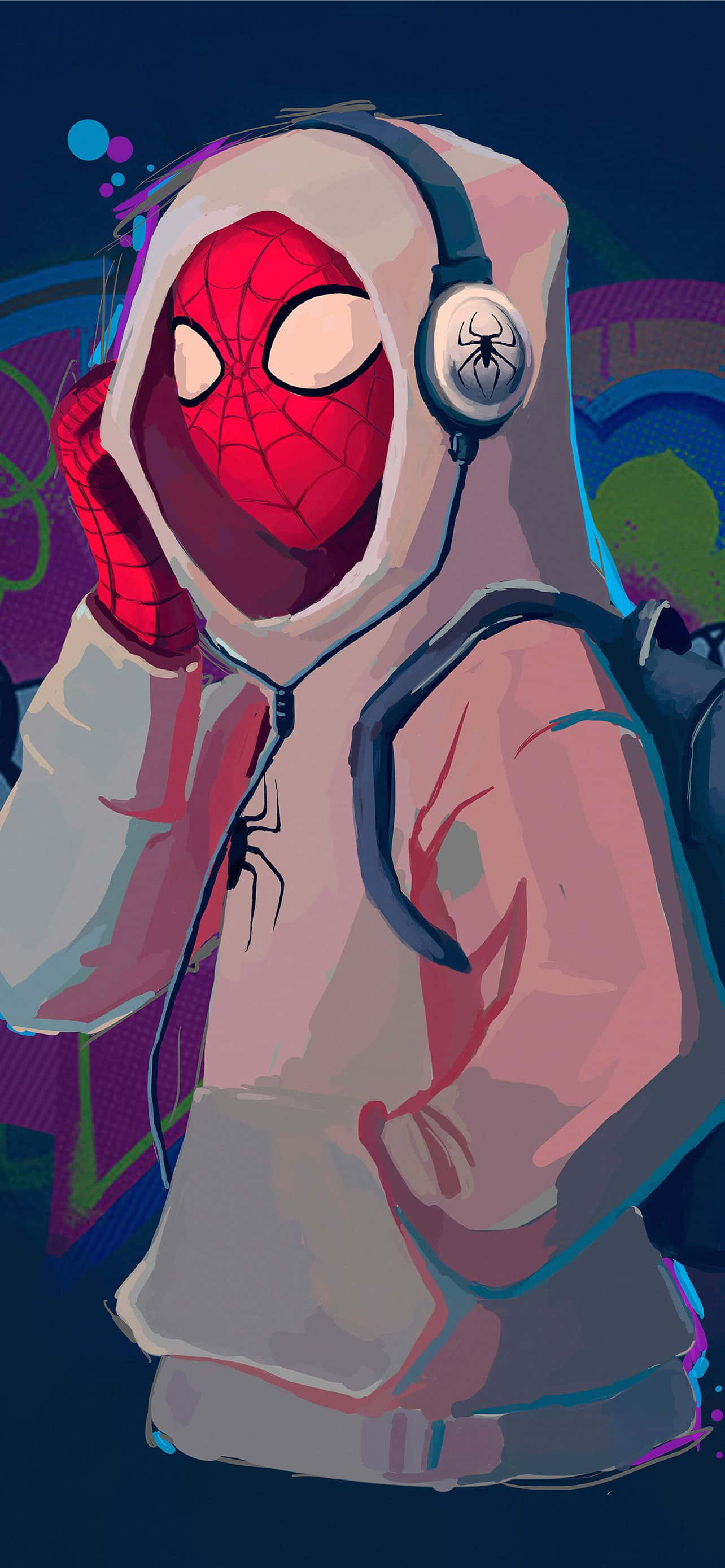 Spiderman PFP wat na Musiek Luister Muurpapier