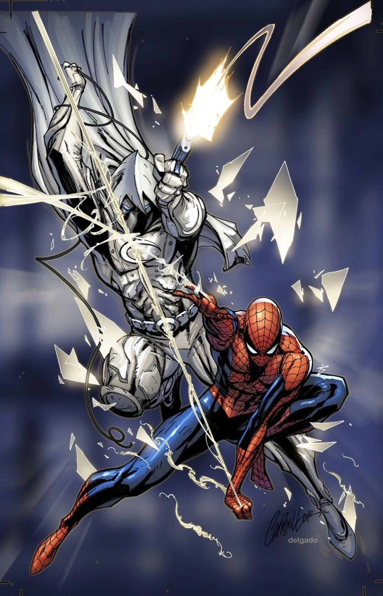 Spiderman X Moon Knight Foon Muurpapier