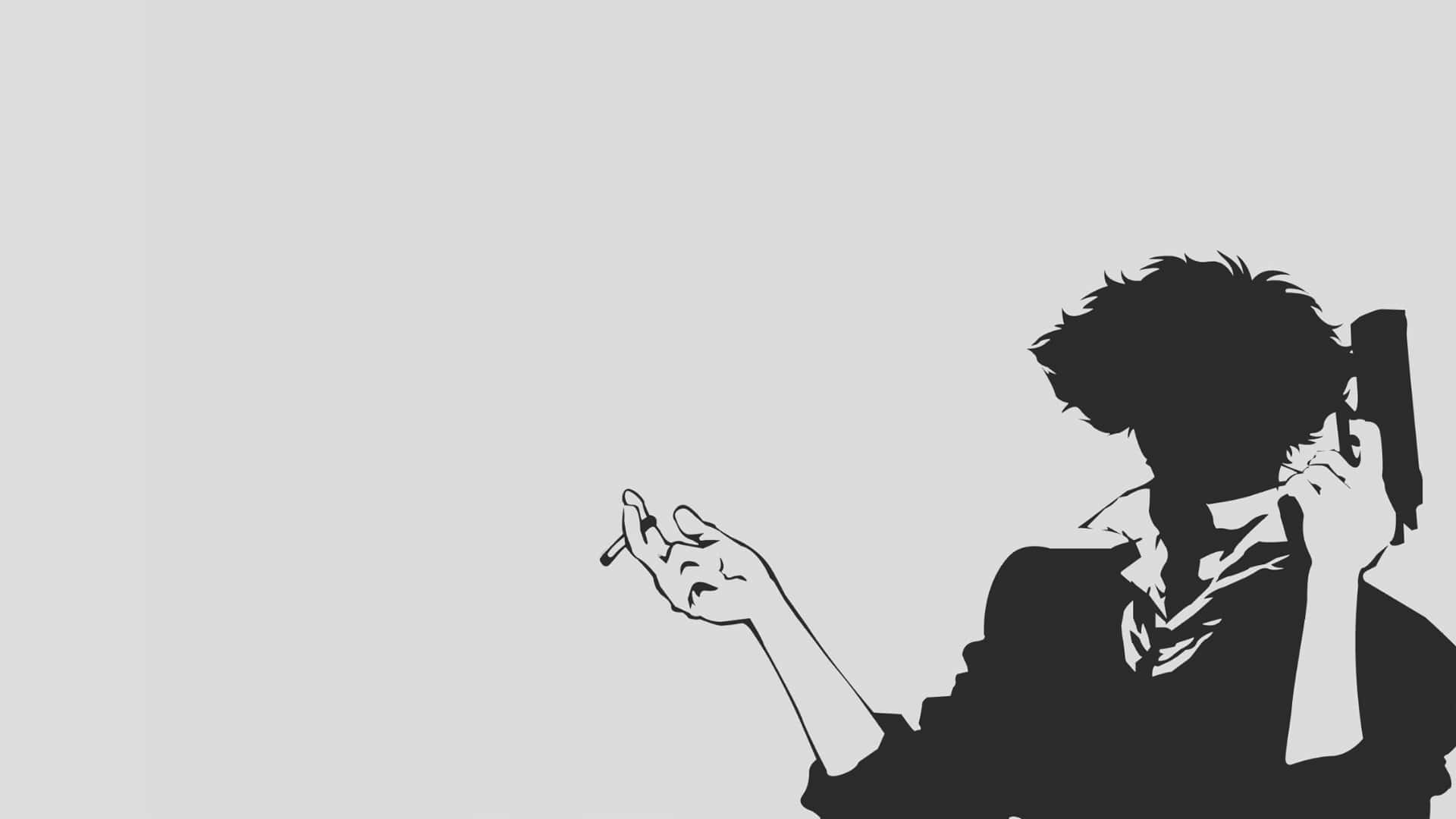 Spike Spiegel Silhouet Eenvoudige Anime Muurpapier