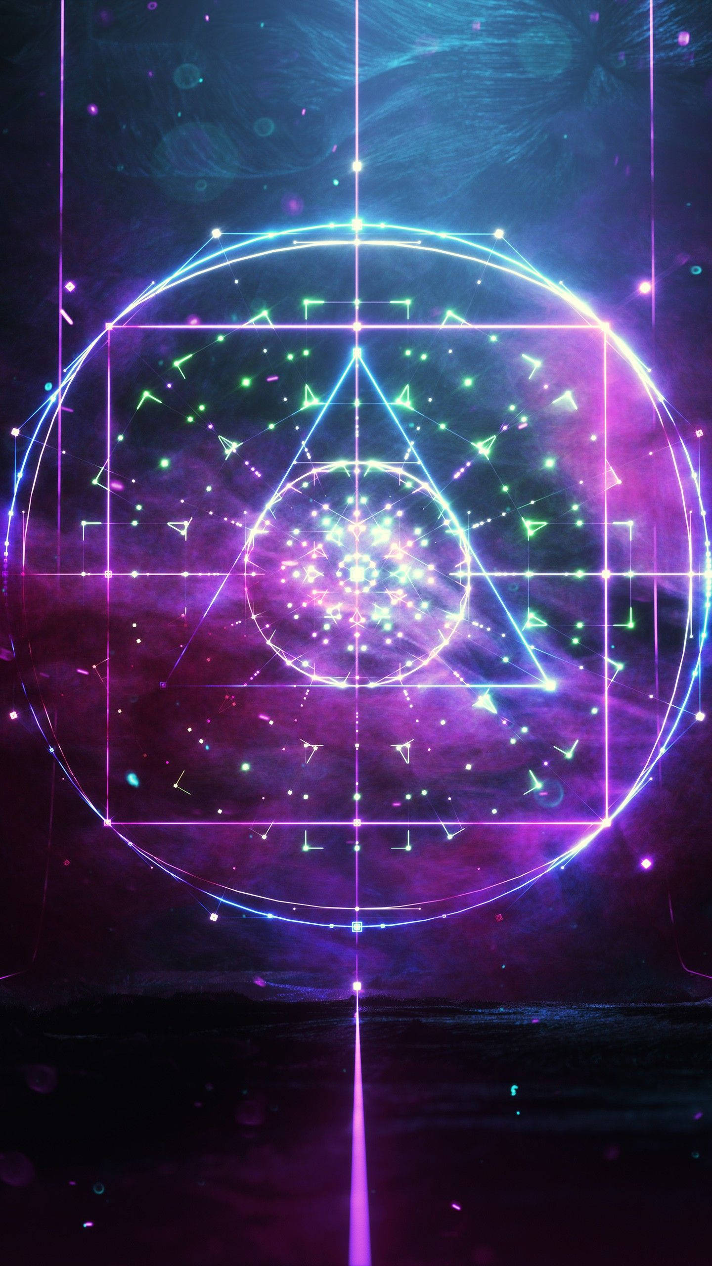 Spirituele Estetiek Neon Heilige Geometrie Muurpapier