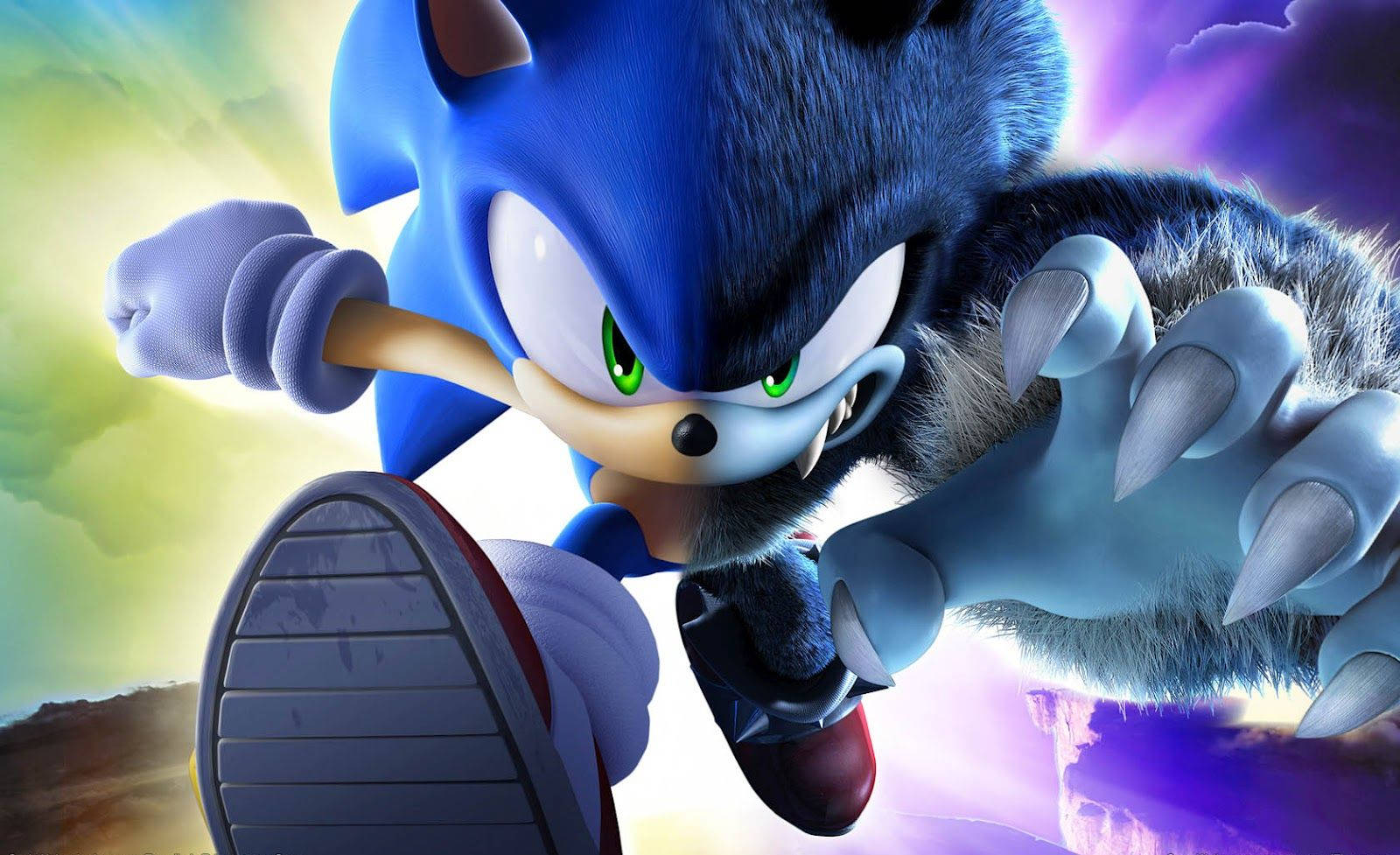Sonic The Hedgehog verander in Werehog-agtergrond.