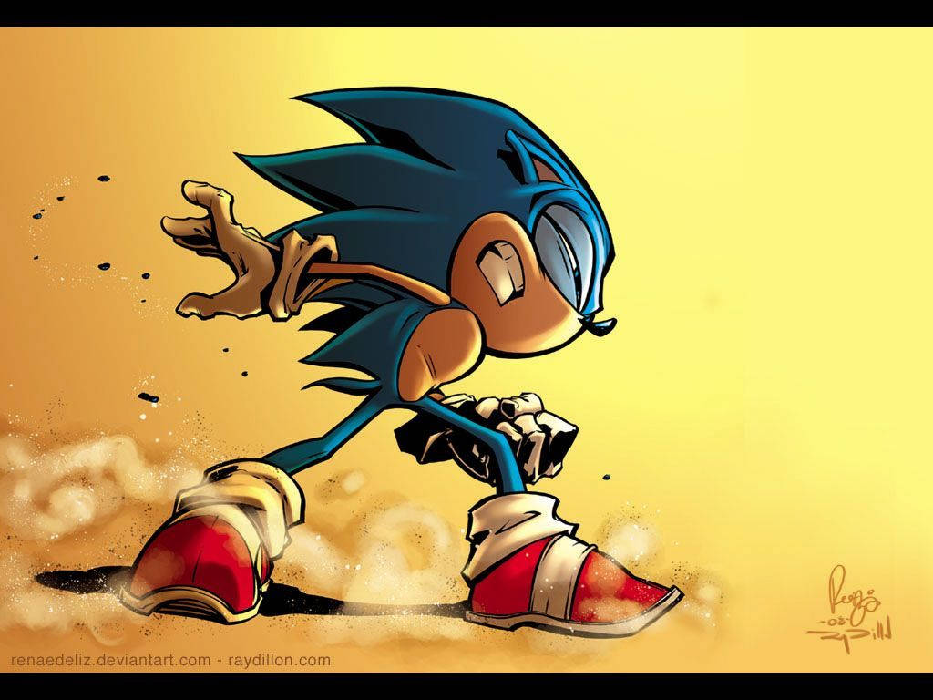Sonic the Hedgehog in koel fantasiekuns-behangpapier.