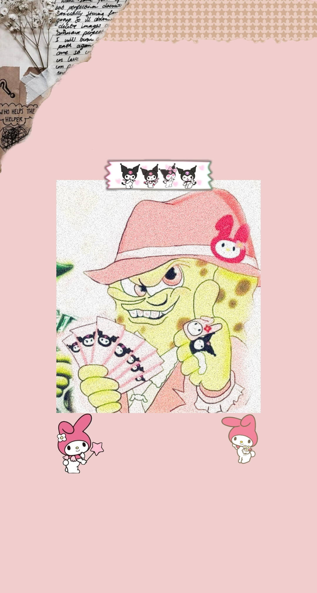 Spongebob en My Melody Kuromi Muurpapier