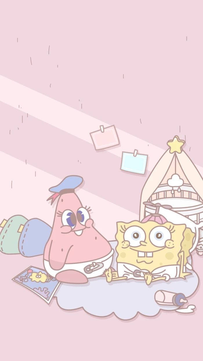 SpongeBob en Patrick Sagte Estetika Muurpapier