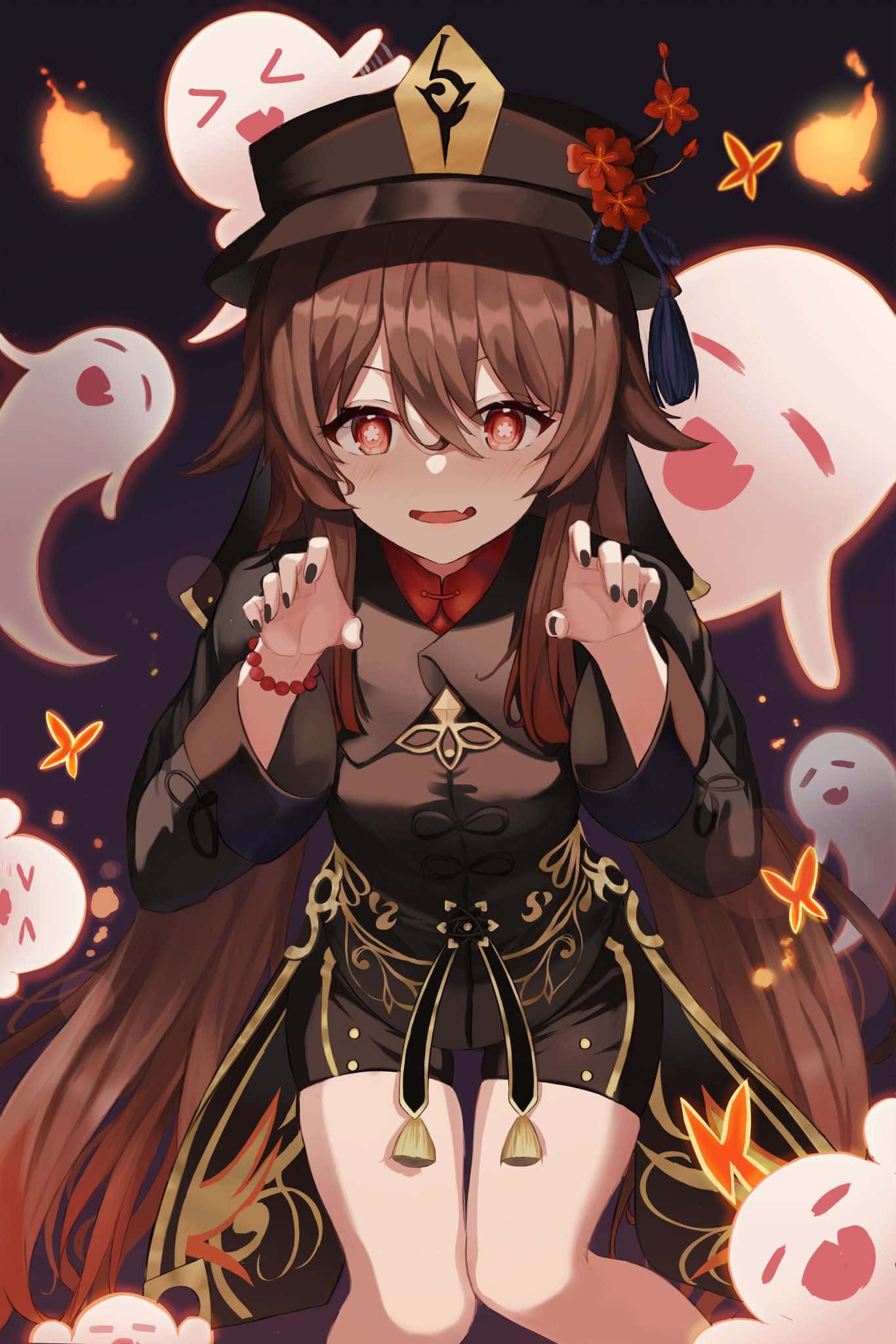 Spook Hu Tao PFP Muurpapier