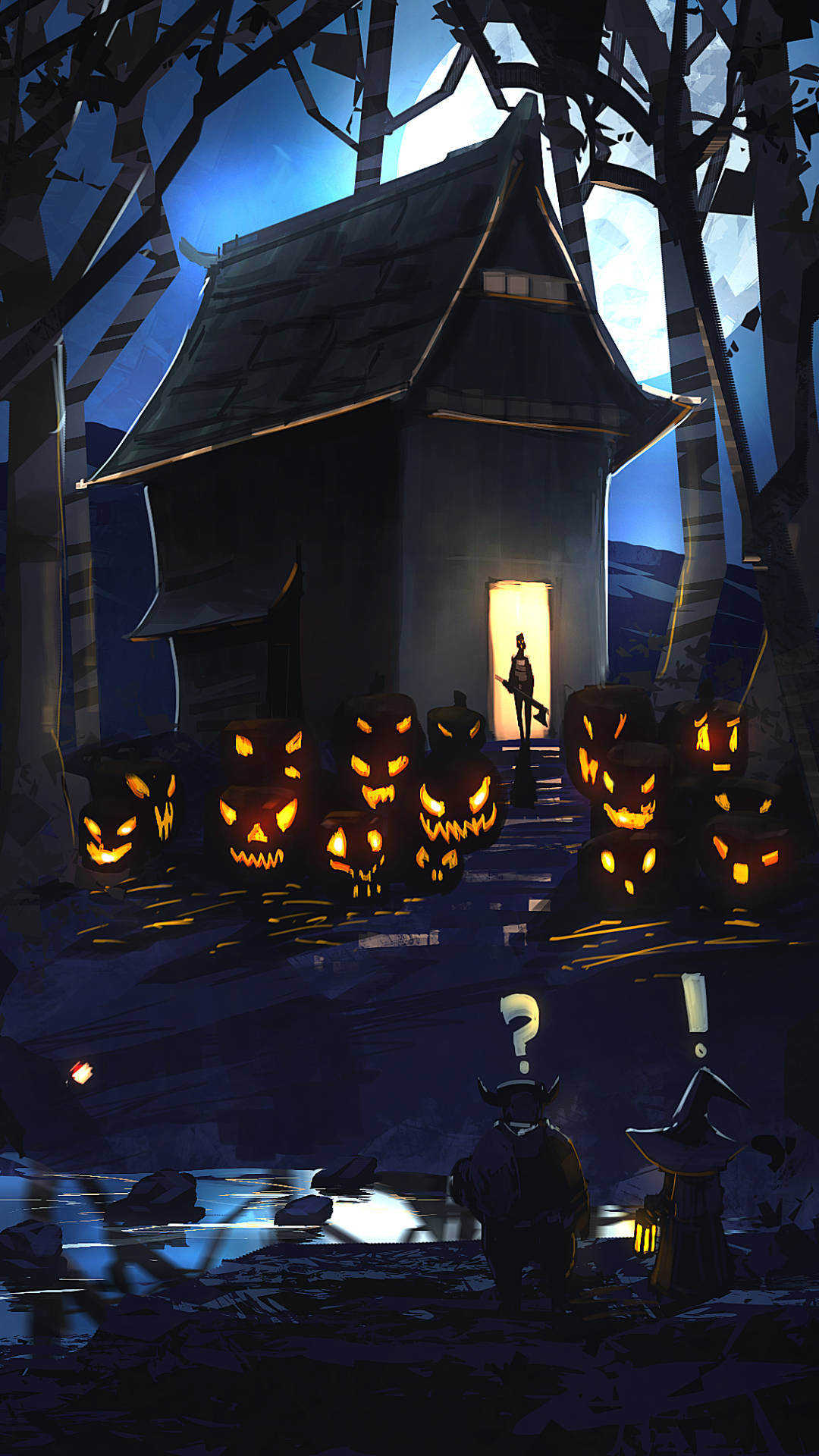 Spookhuis Bos Halloween iPhone Muurpapier