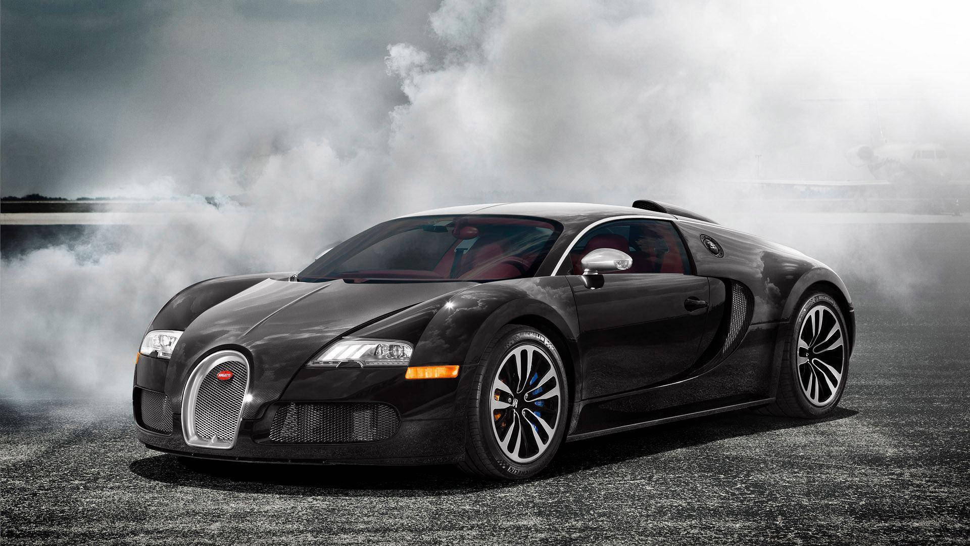 Sporterige Swart Sportmotor Veyron Muurpapier