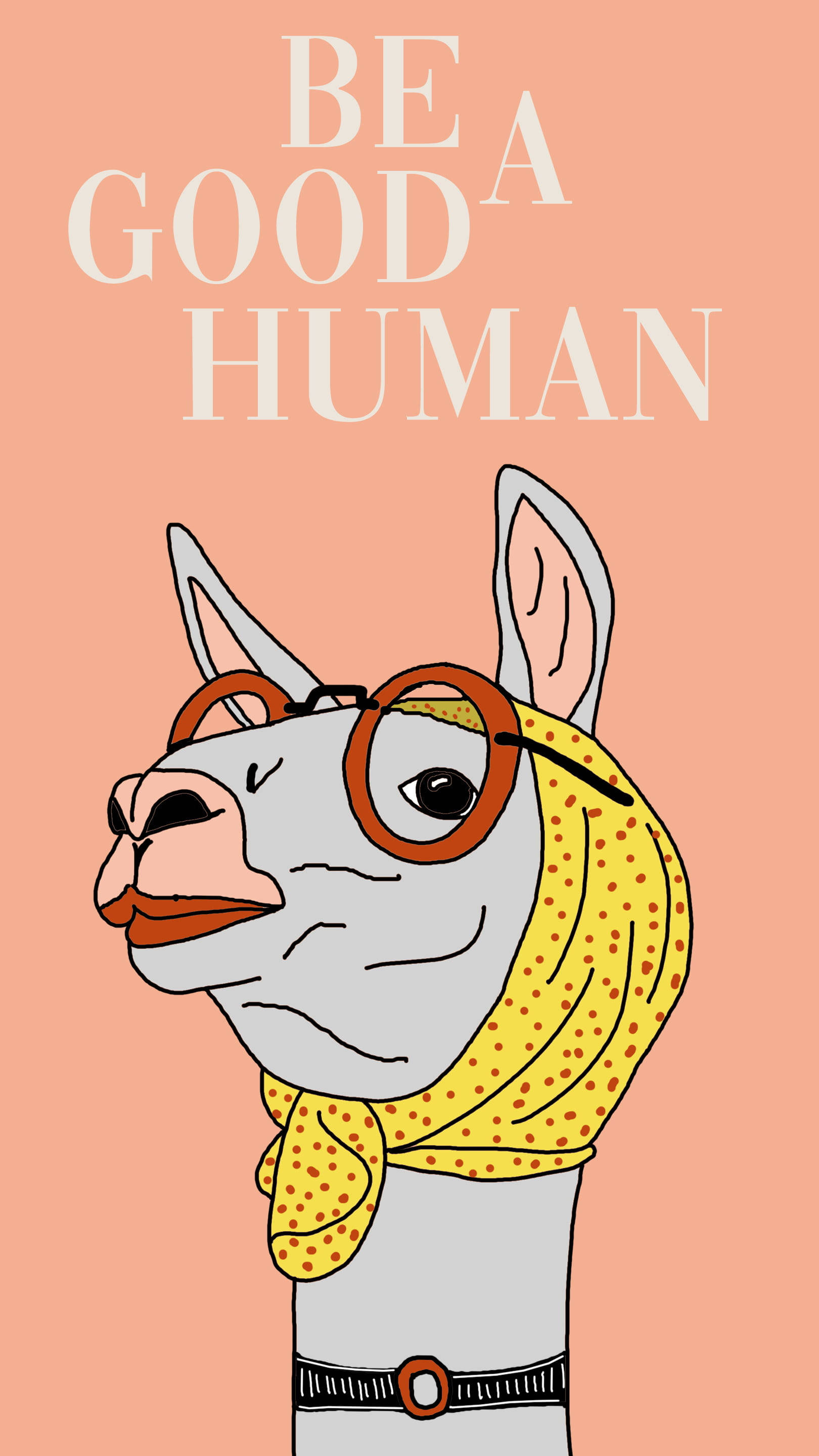Strokiesprent Lama 70's Retro Estetika Muurpapier