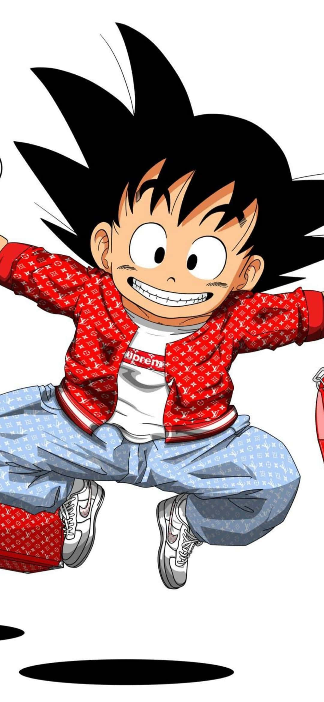 Springende Oulike Goku Supreme Muurpapier