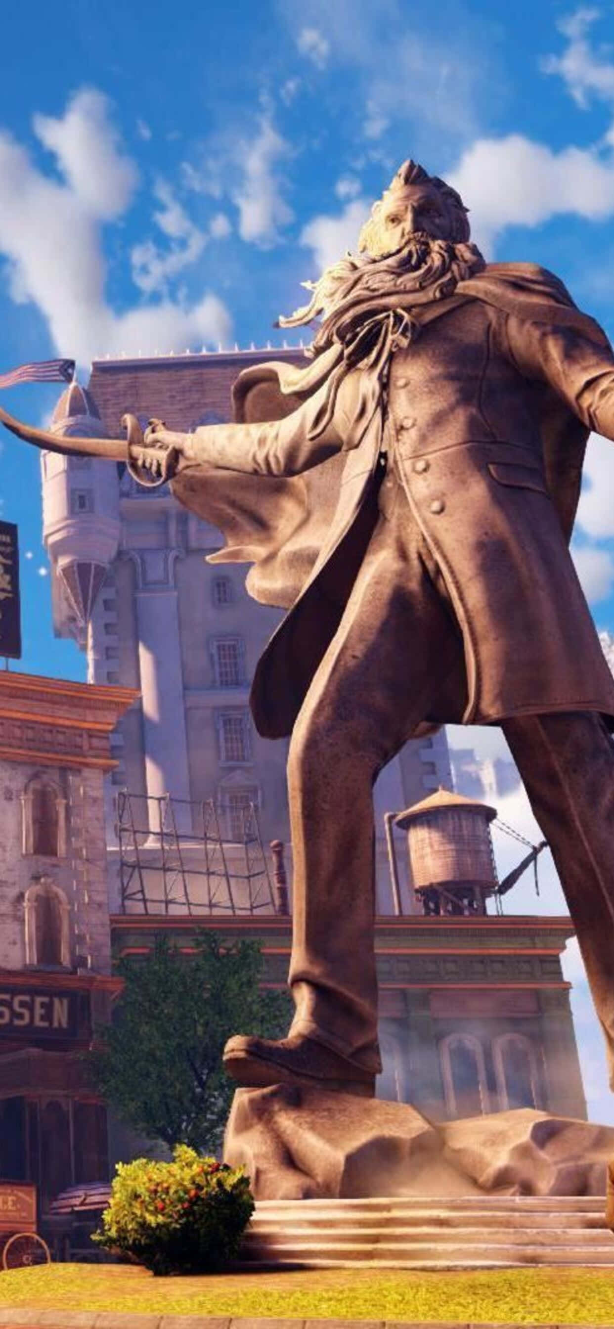 Standbeeld iPhone Xs Max Bioshock Infinite Agtergrond Muurpapier