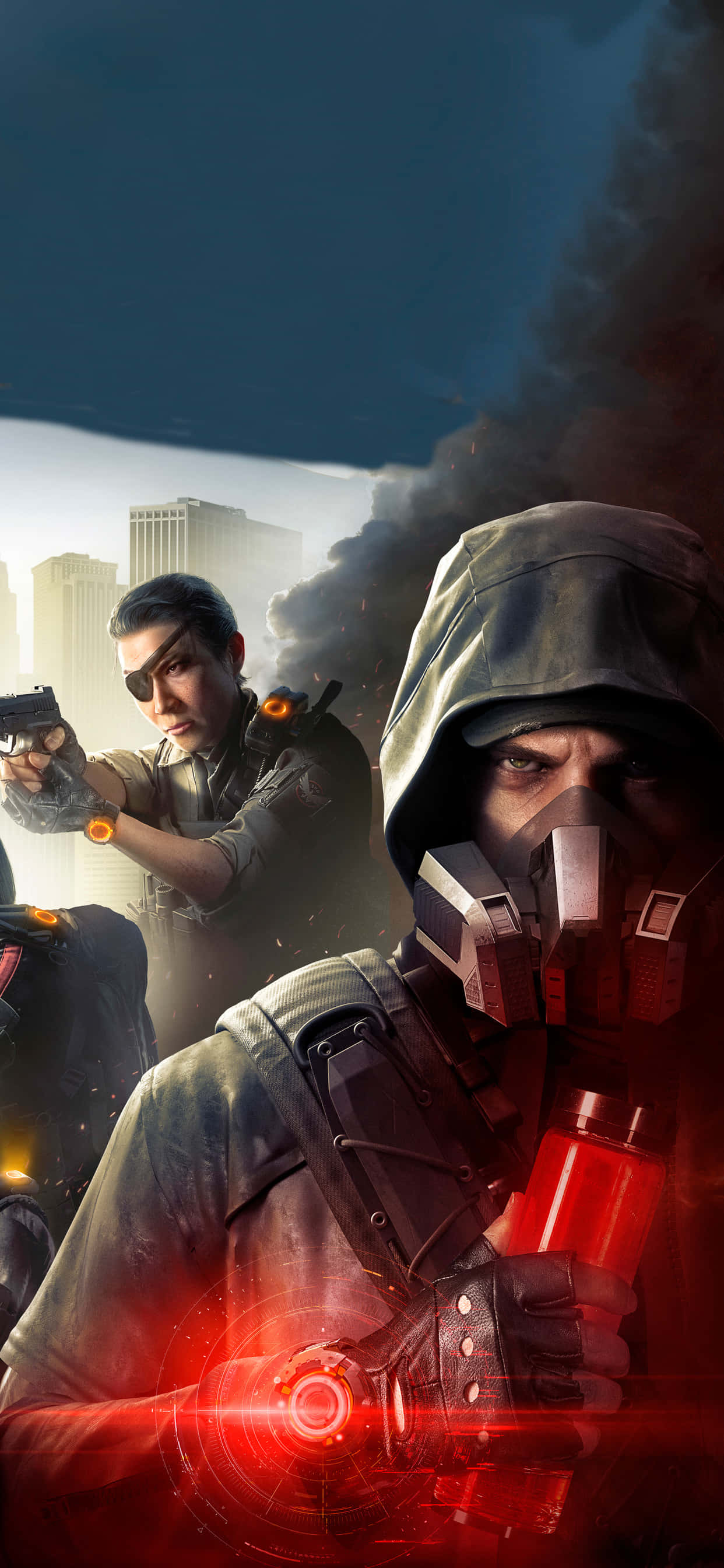 Stap in die wêreld van vernietiging met Apple se iPhone Xs Max en The Division! Muurpapier