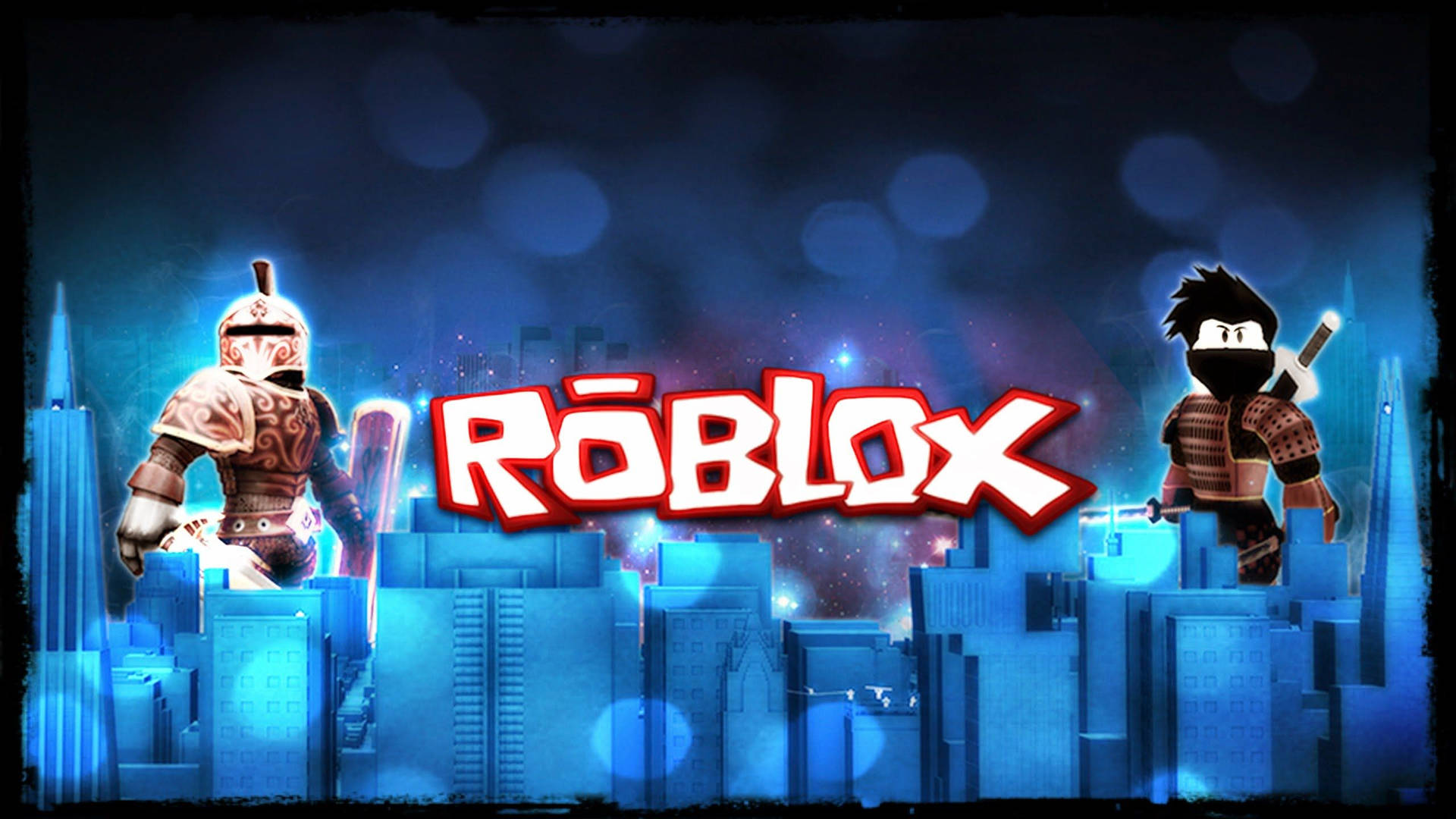 Koel en artistieke agtergrond van Roblox-voorblad met neon-estetiese styl.