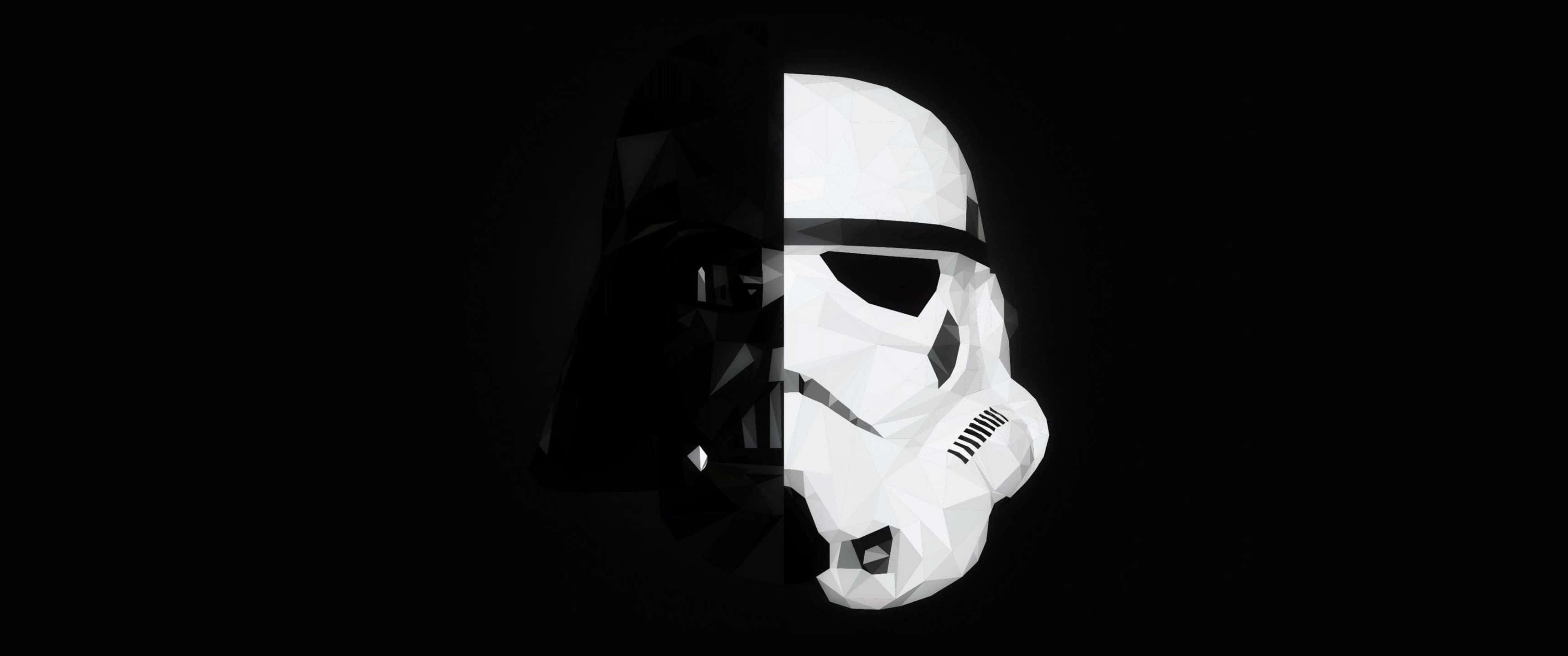 Star Wars Darth Vader en Stormtrooper Koel Dubbele Monitor Muurpapier