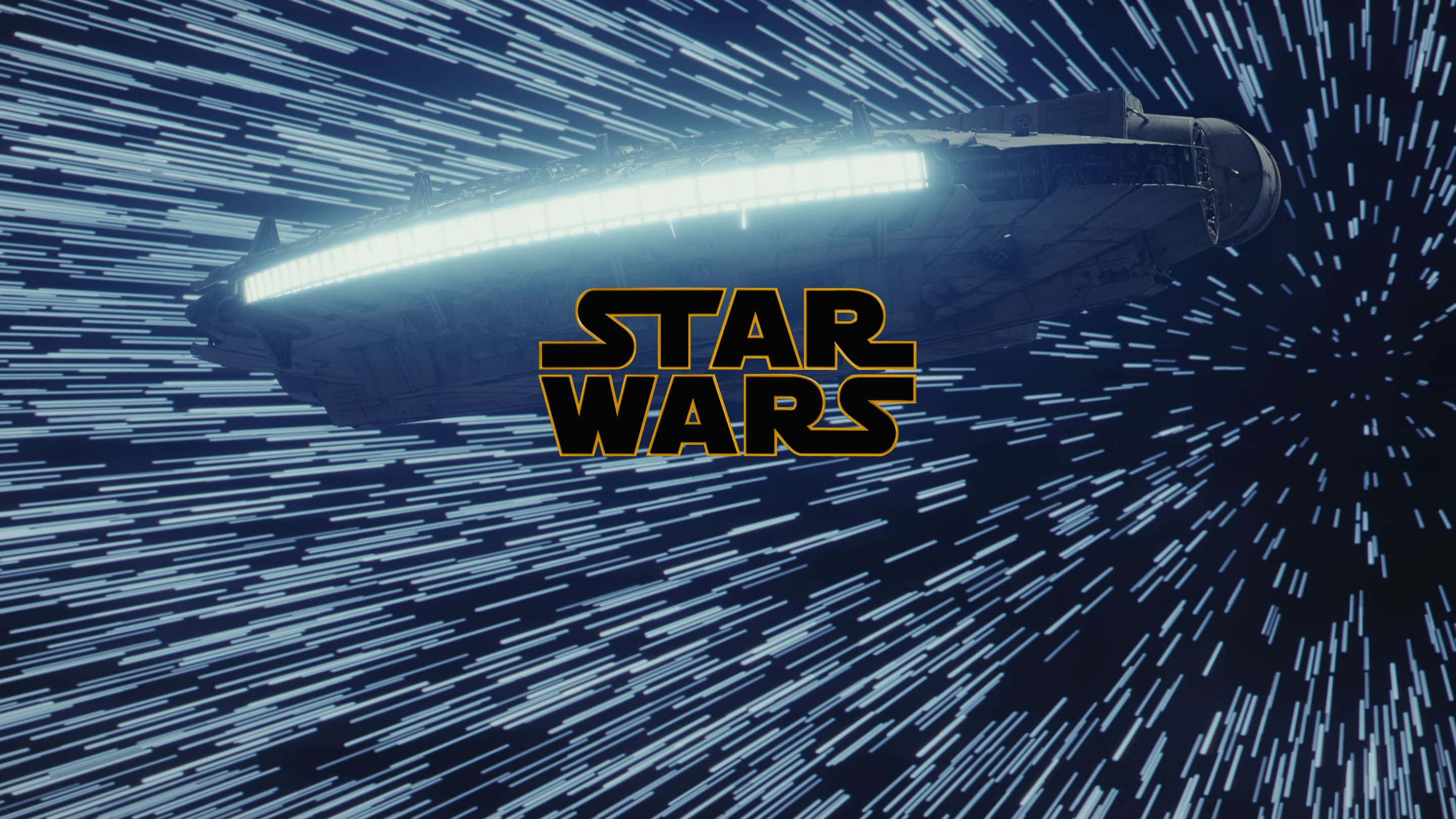 Star Wars Millennium Falcon in die Ruimte Prent Muurpapier