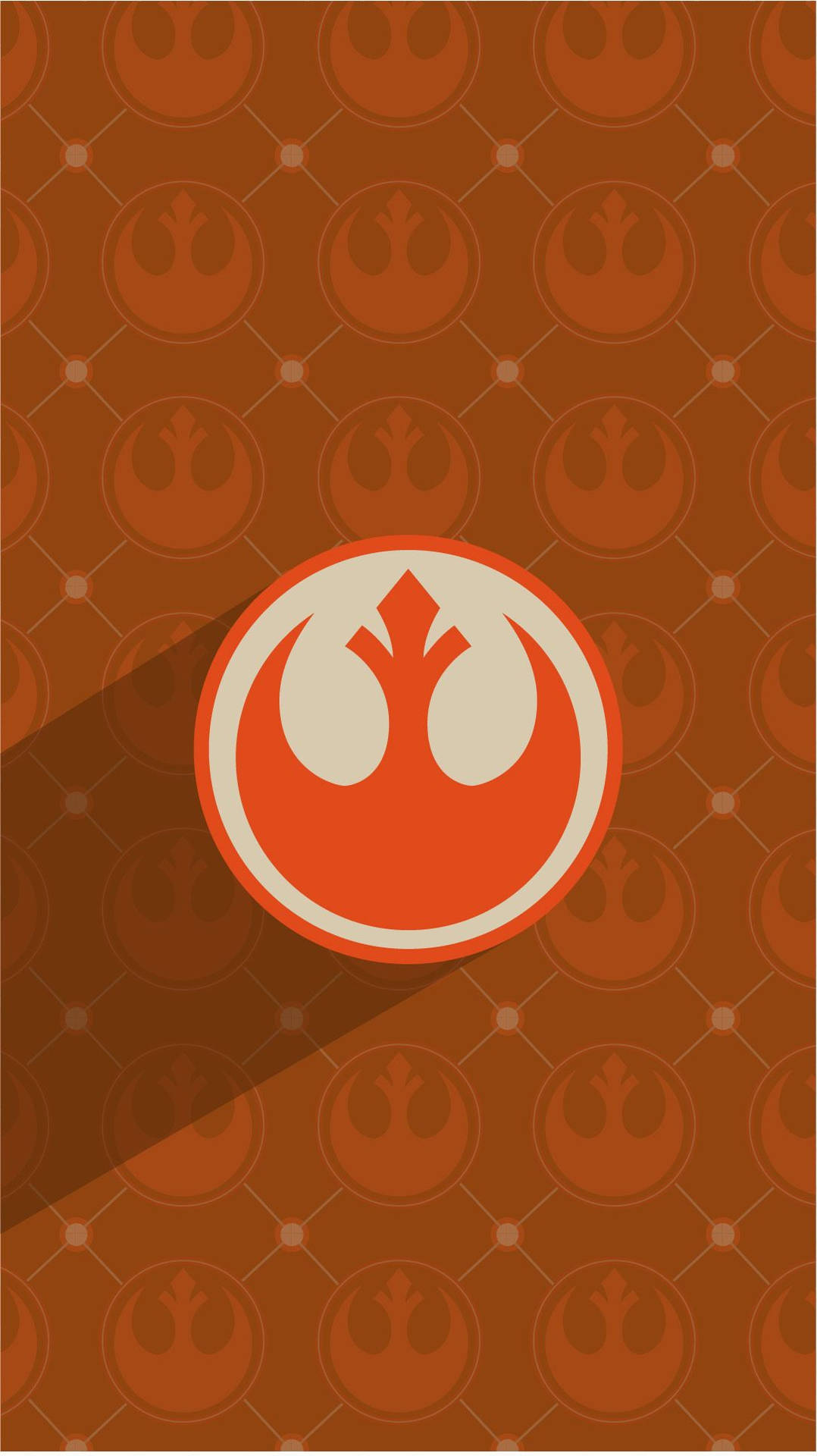 'n Wonderlike selfoonagtergrond van een groot Star Wars-simbool op 'n oranje agtergrond. — Star Wars Muurpapier