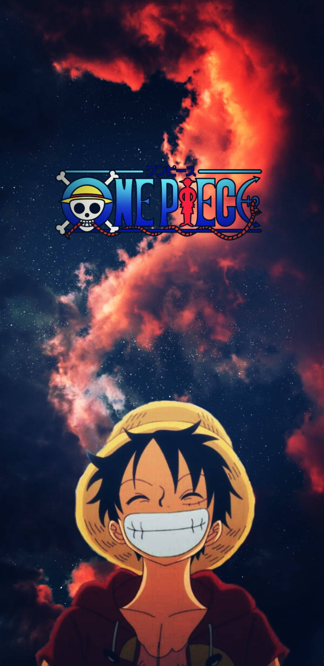 Starry Night Luffy Estetiese Met Logo Muurpapier