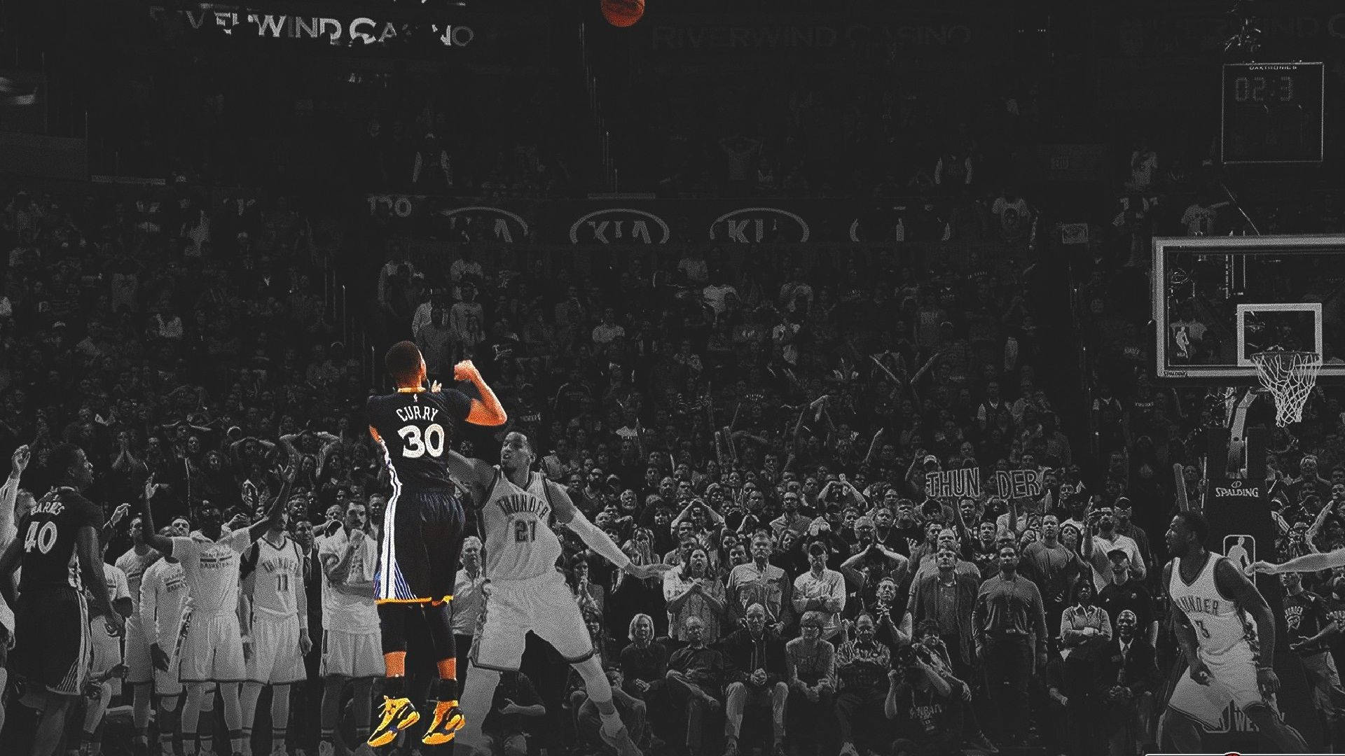Stephen Curry NBA Bureaublad Ontsaturered Muurpapier