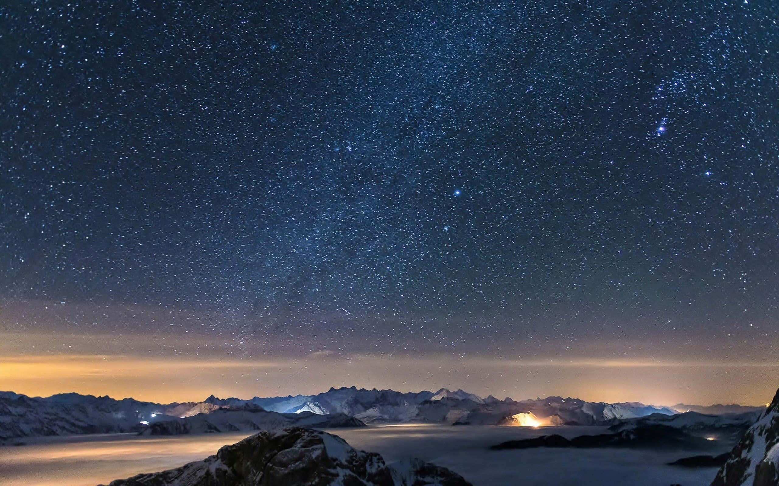 Sterre bo die Sneeuberge 4K Ultra HD Landskap Muurpapier