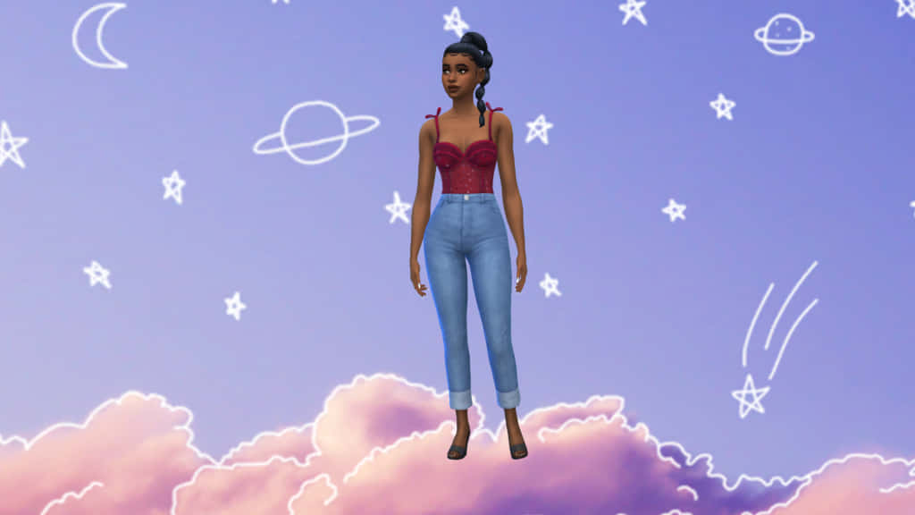 Sterre, Maan, Ruimte Sims 4 CAS Agtergrond Muurpapier