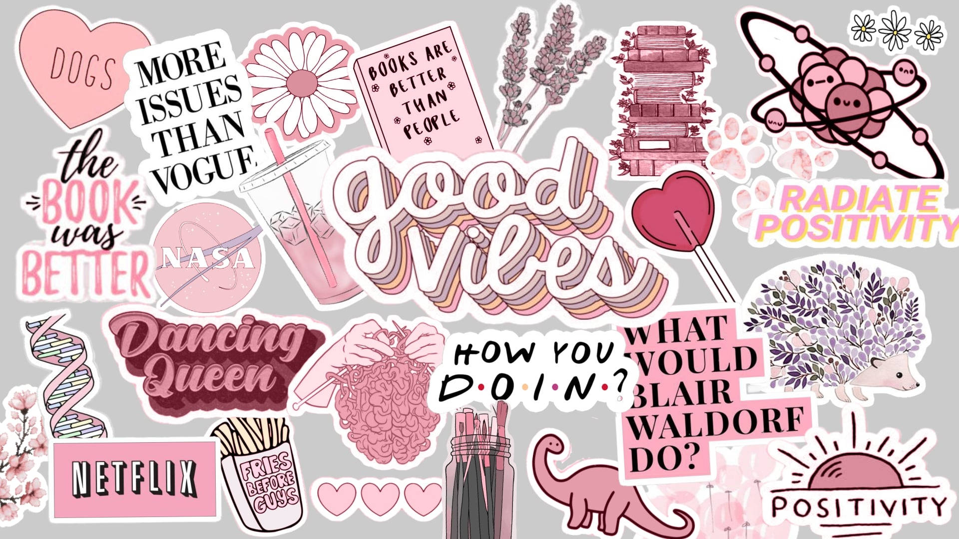 Sticker Collage Van Pinterest Skootrekenaar Muurpapier